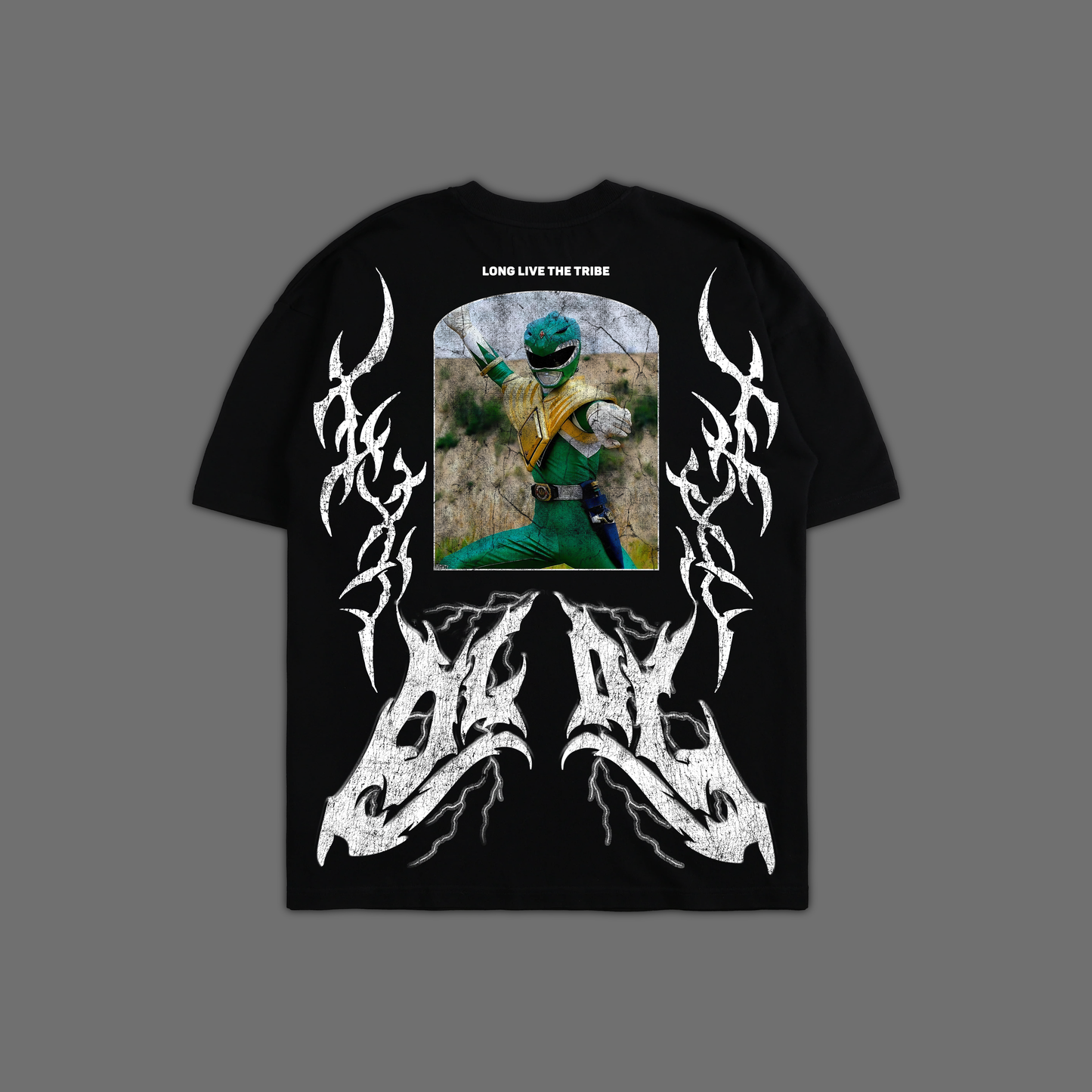 MIGHTY MORPHIN II GREEN RANGER 'ICON SERIES' OVERSIZED TEE IN BLACK