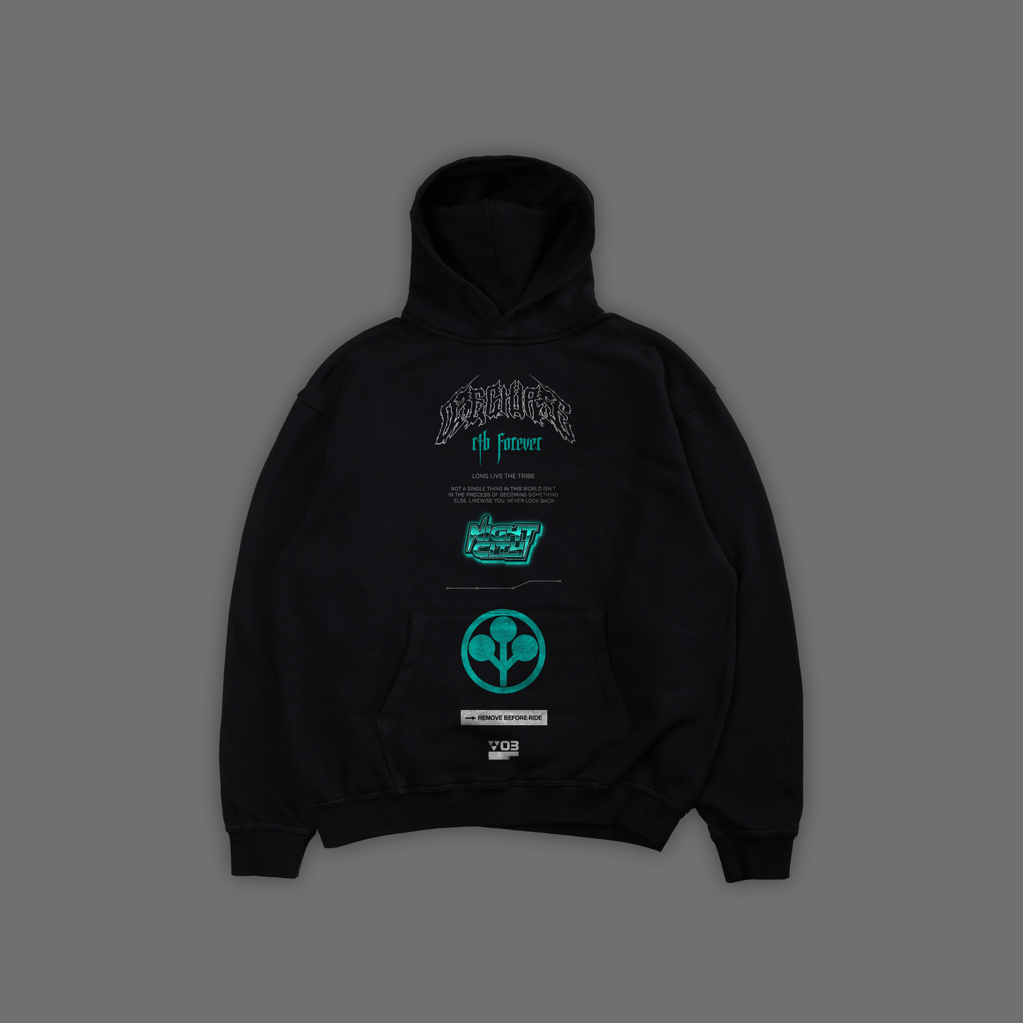 NETRUNNER 'LIMITED'OVERSIZED FLEECE HOODIE IN BLACK