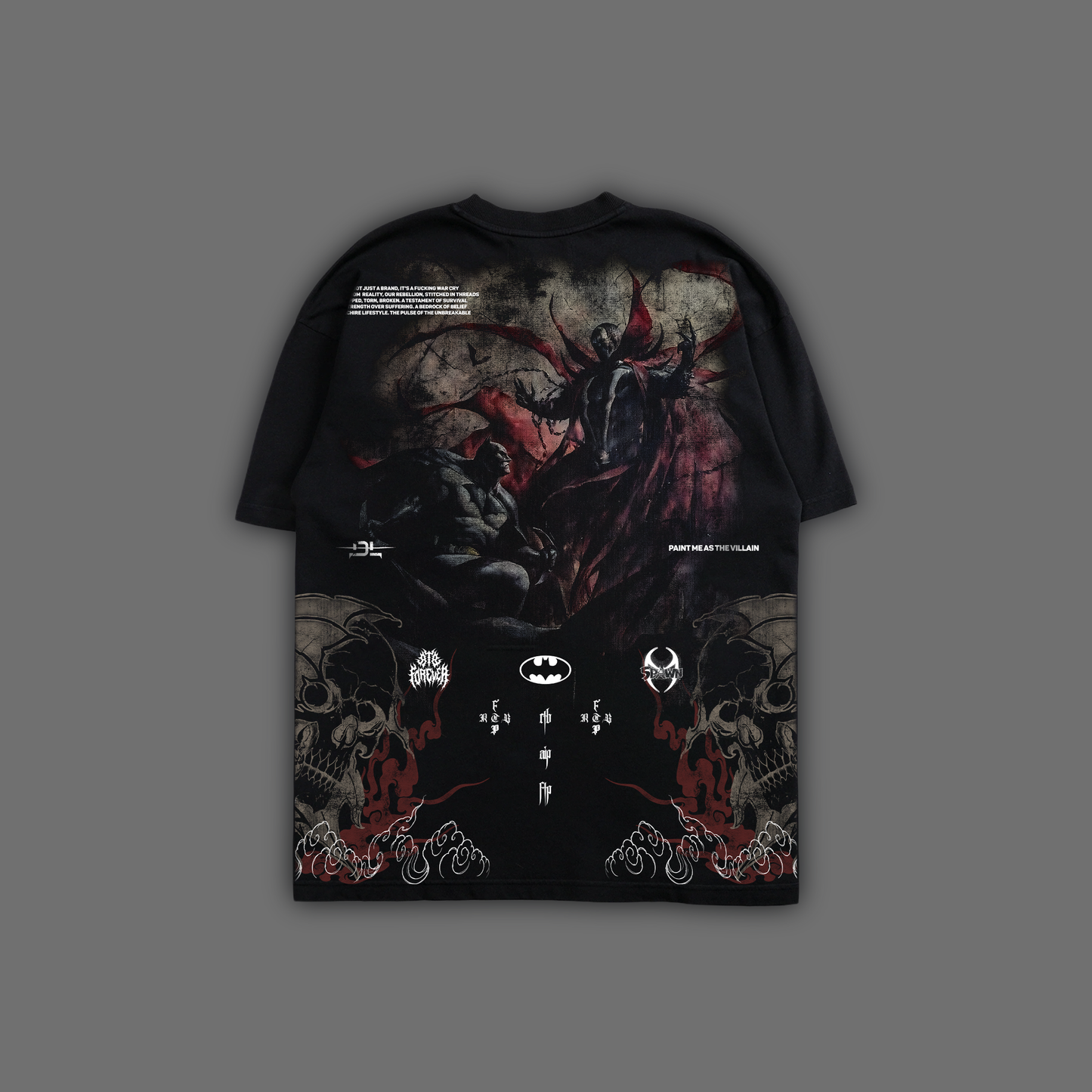 SPAWN v. BATMAN '1 OF 500' OVERSIZED TEE IN BLACK