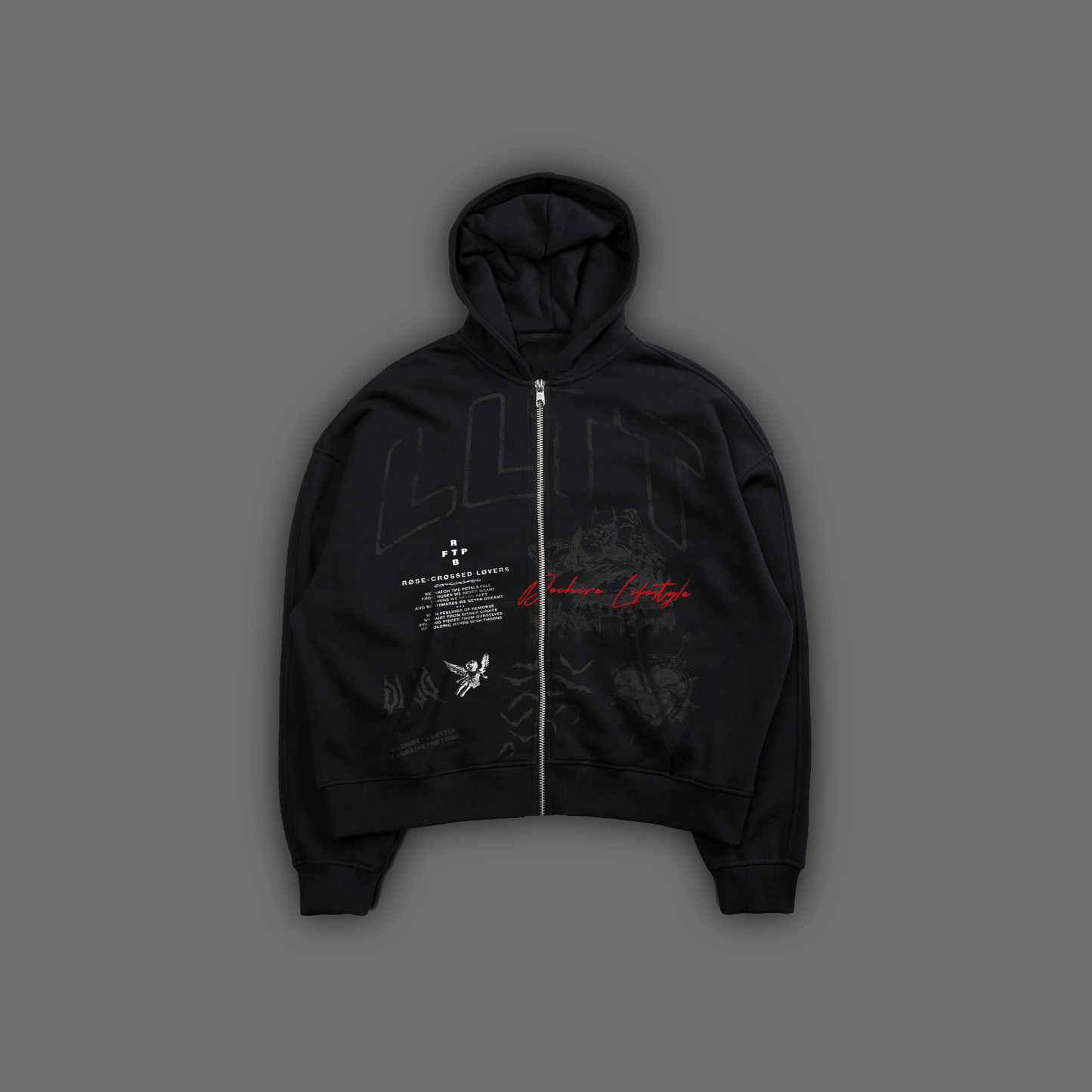 THE BAT & THE CAT 'LIMITED' OVERSIZED FLEECE ZIP HOODIE