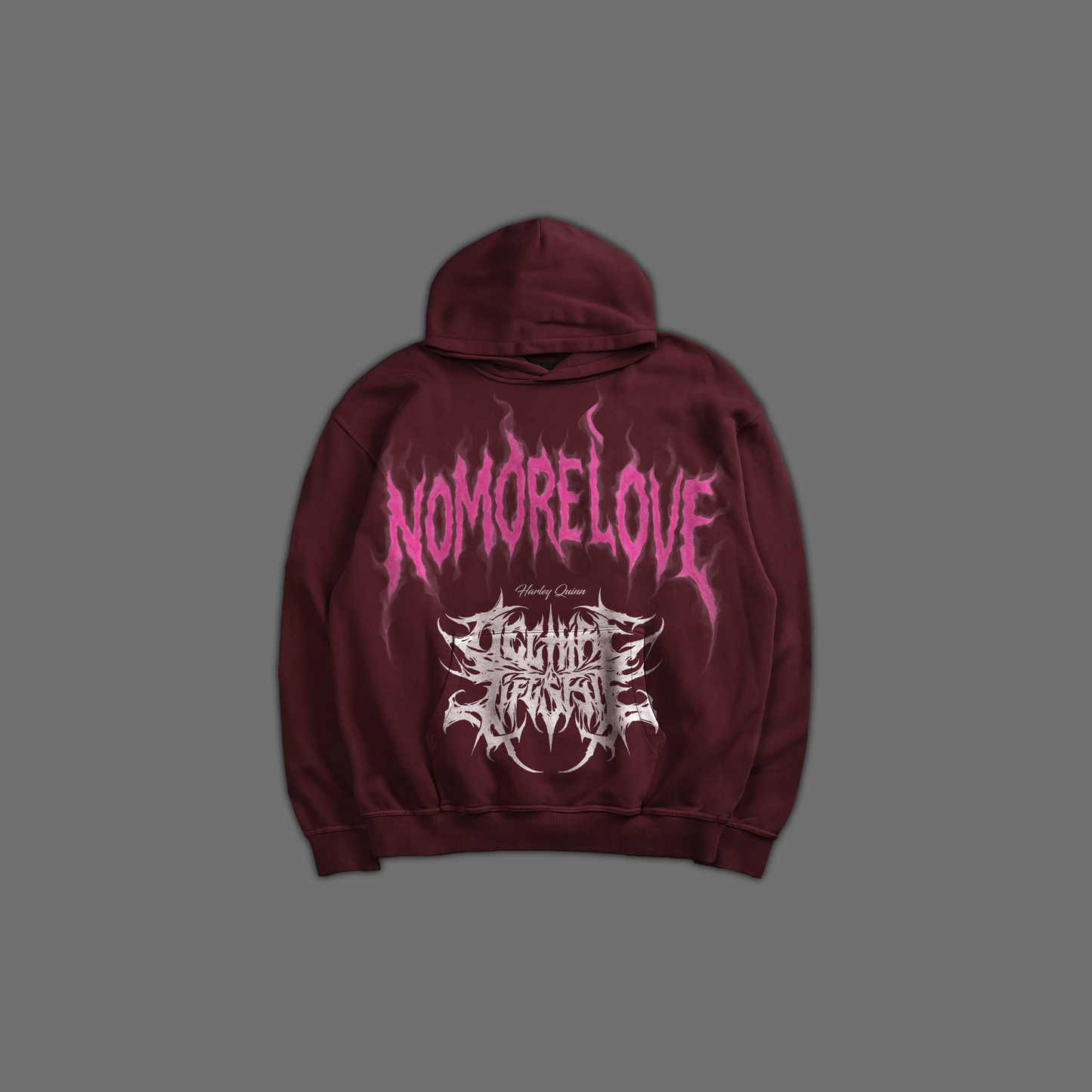 NO MORE LOVE 'LIMITED' OVERSIZED HOODIE IN BURGUNDY