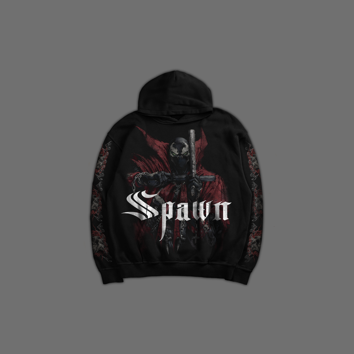 SPAWN v. BATMAN '1 OF 100' OVERSIZED HOODIE IN BLACK