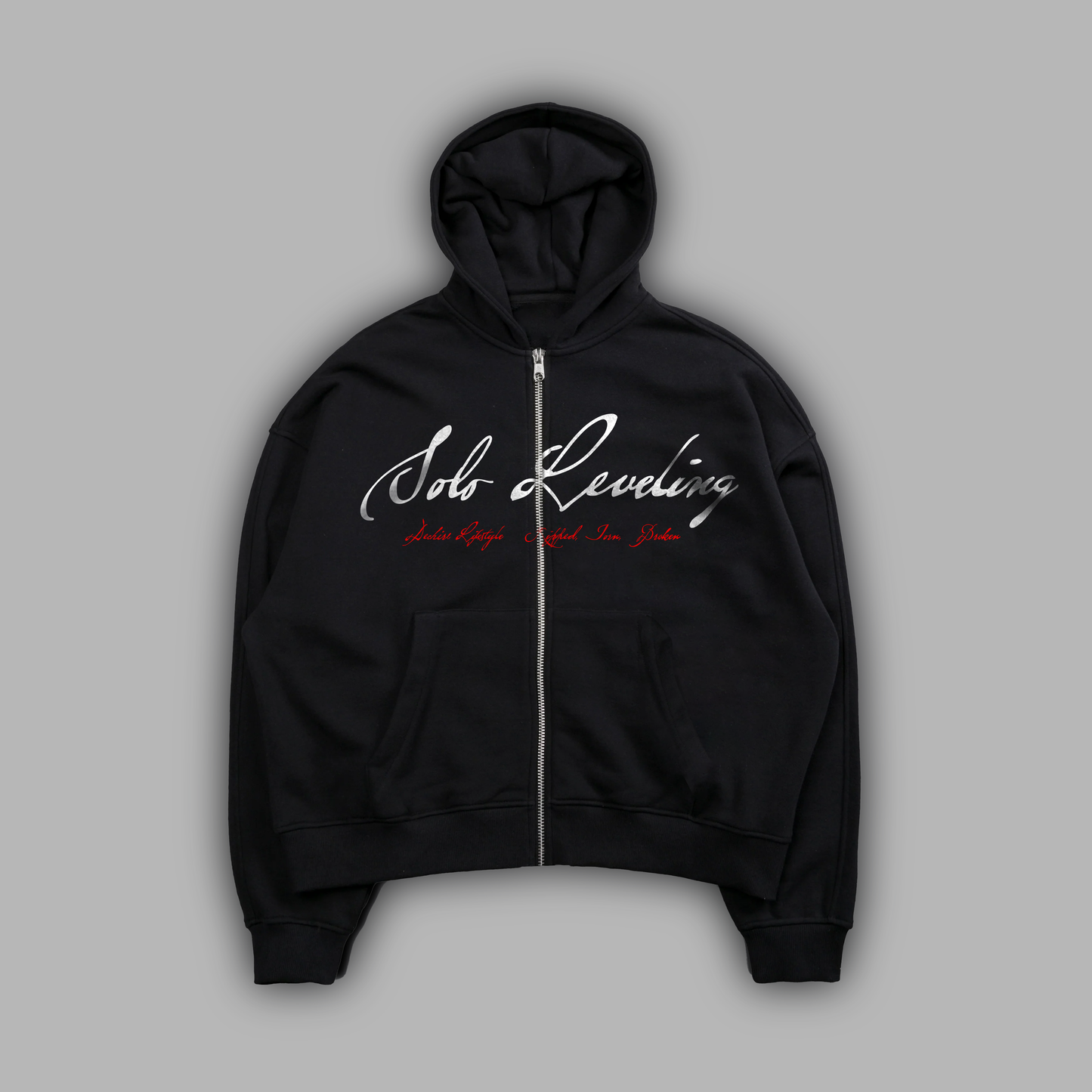ARISE.. '1 OF 100' OS RAGLAN ZIP HOODIE IN BLACK