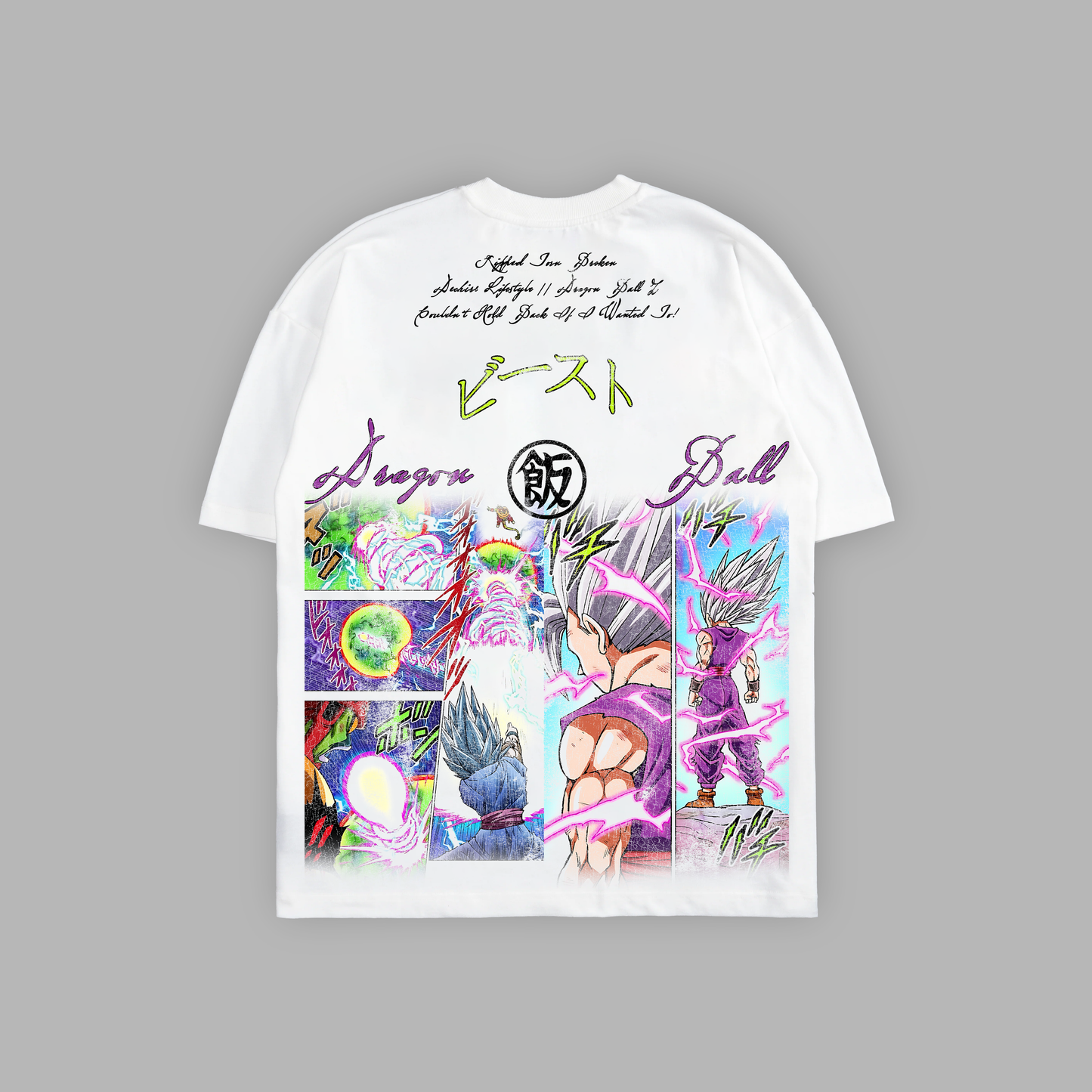 BEAST GOHAN 'LIMITED' 6oz OVERSIZED TEE IN WHITE