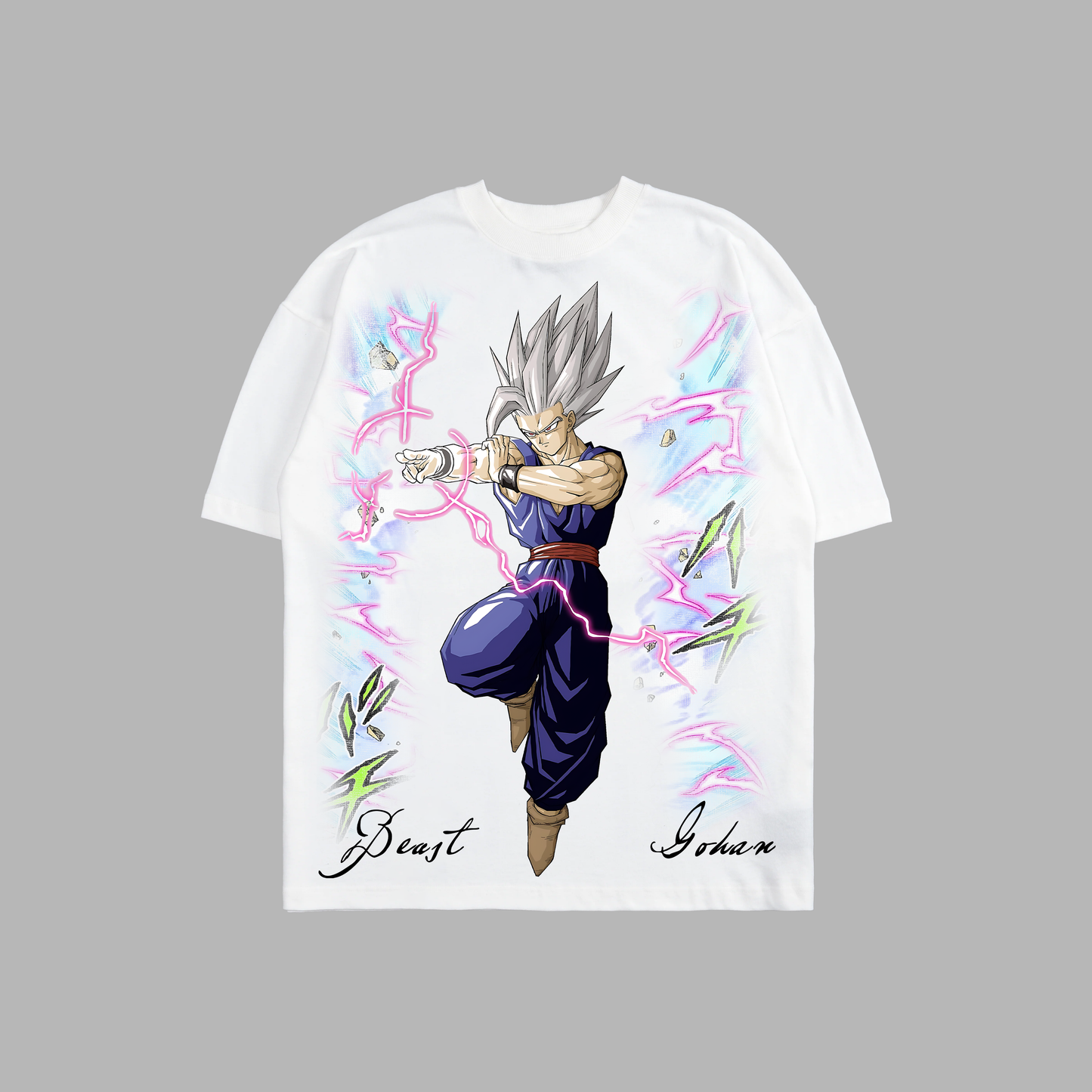 BEAST GOHAN 'LIMITED' 6oz OVERSIZED TEE IN WHITE