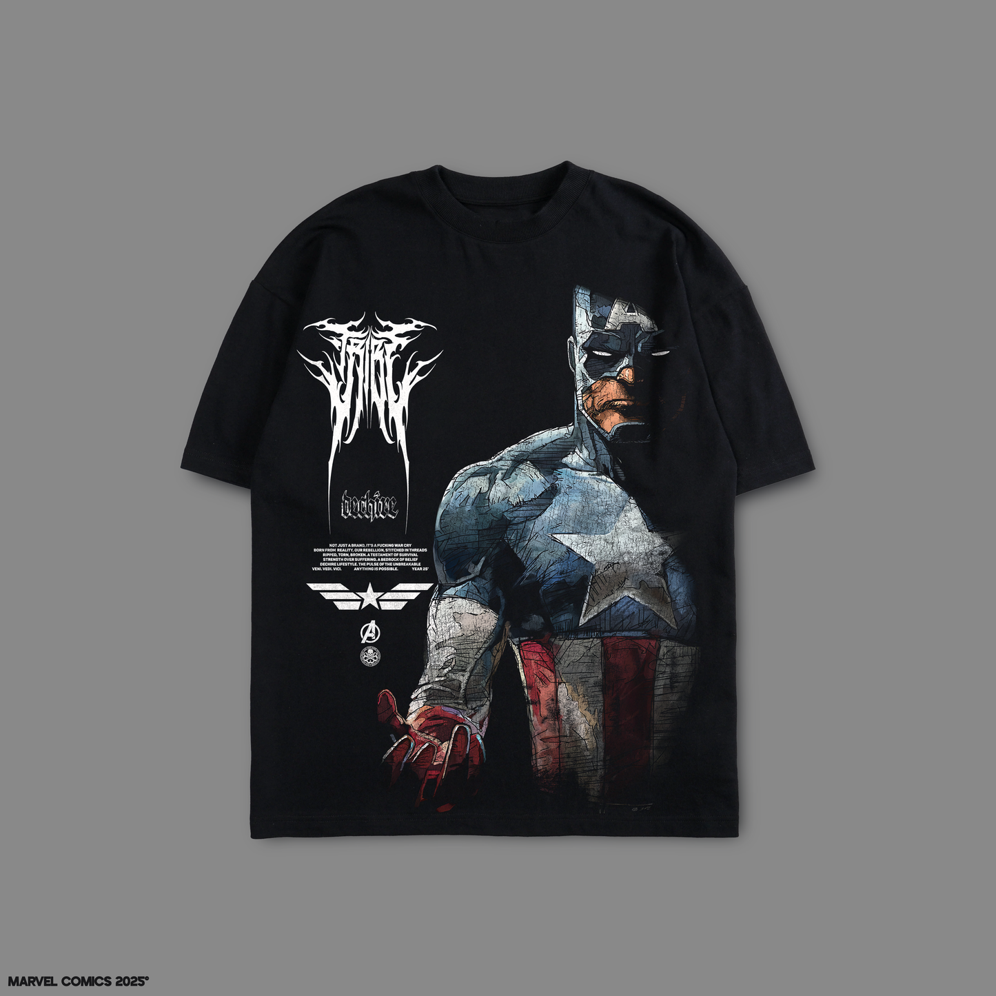 THE FIRST AVENGER 'LIMITED' 10oz OVERSIZED TEE IN BLACK
