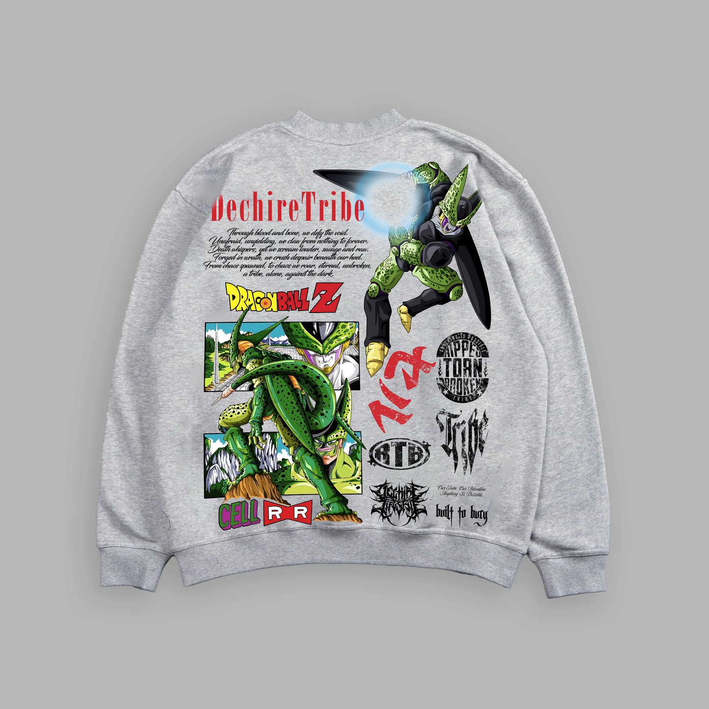 CELL SAGA CREWNECK IN FAUX ATHLETIC GRAY
