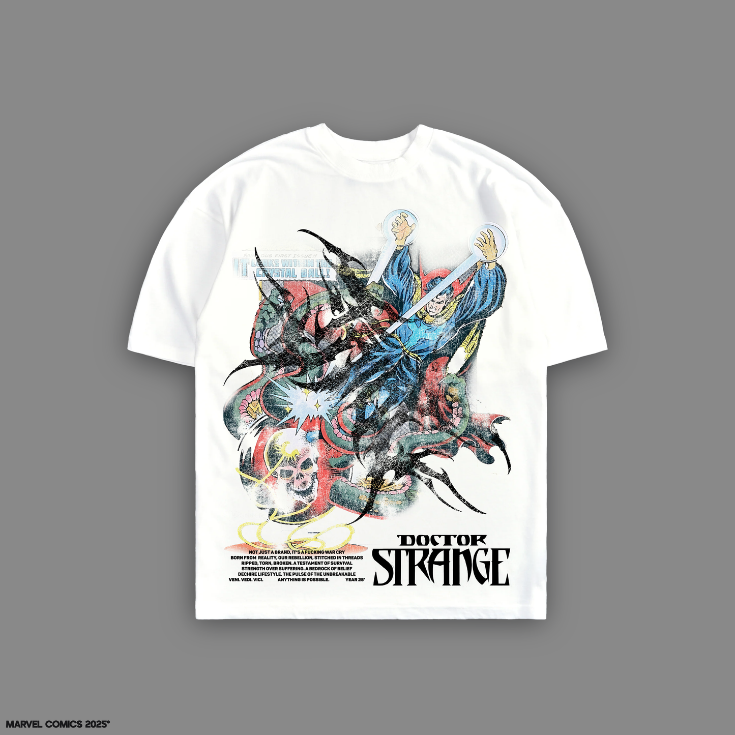 DR. STRANGE: TRIUMPH & TORMENT 'LIMITED' 10oz OVERSIZED TEE IN WHITE