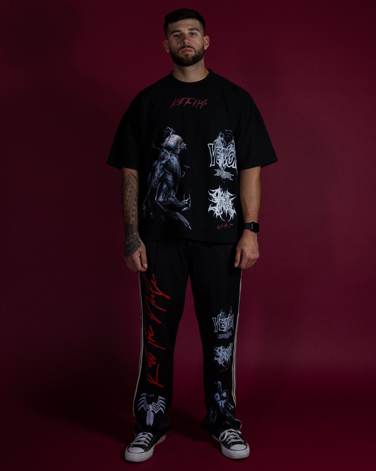 SYMBIOSIS "1 OF 50" DL:MADE J/F TRACK SWEATS IN GRUNGE BLACK