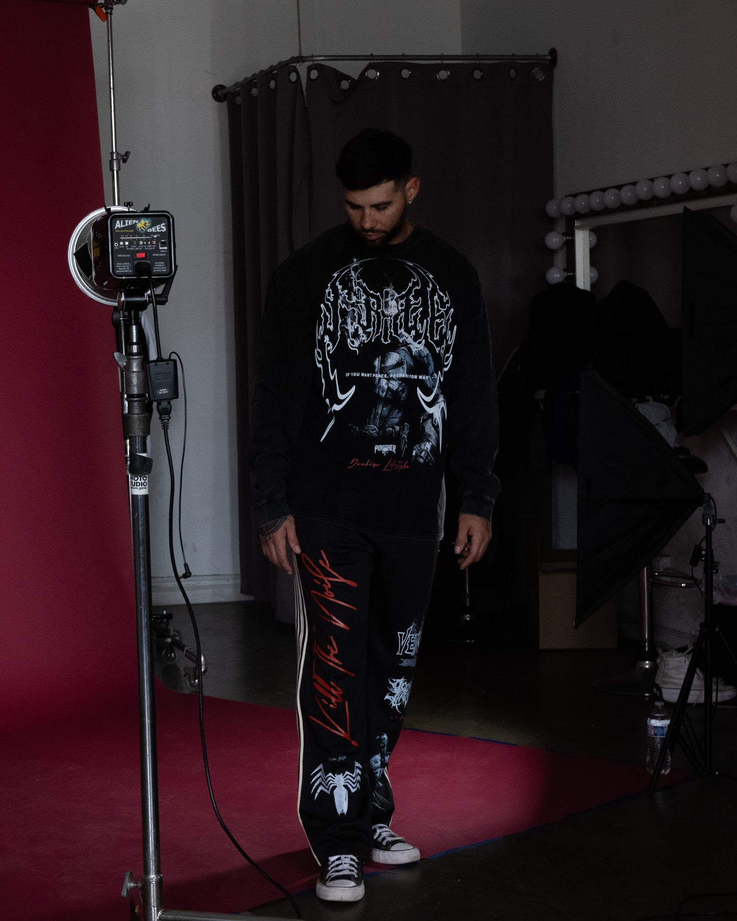PUNISHER: CIRCLE OF BLOOD 'LIMITED' OVERSIZED L/S TEE IN SHADOW BLACK