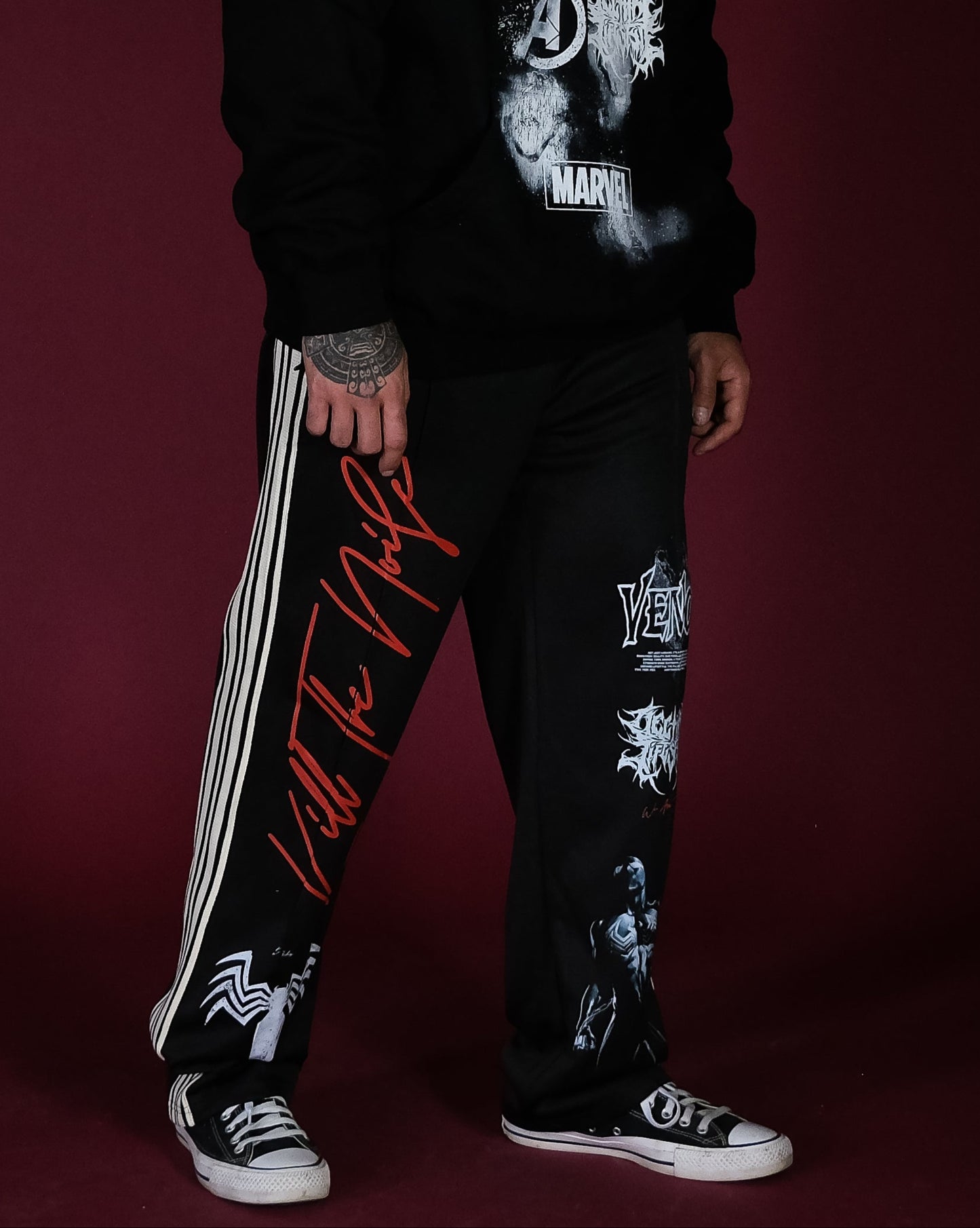 SYMBIOSIS "1 OF 50" DL:MADE J/F TRACK SWEATS IN GRUNGE BLACK