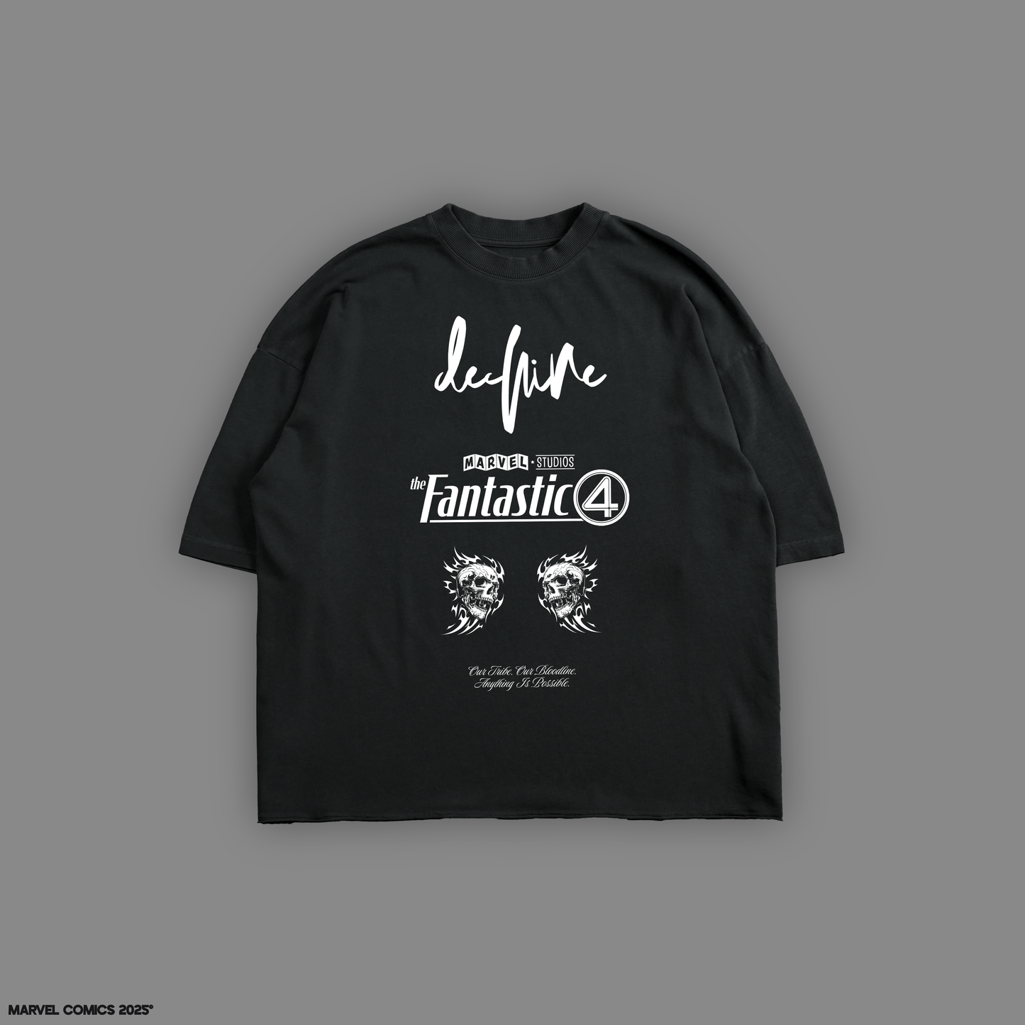 FANTASTIC 4 'LIMITED' 9.5oz RAW HEM TEE IN WASHED BLACK