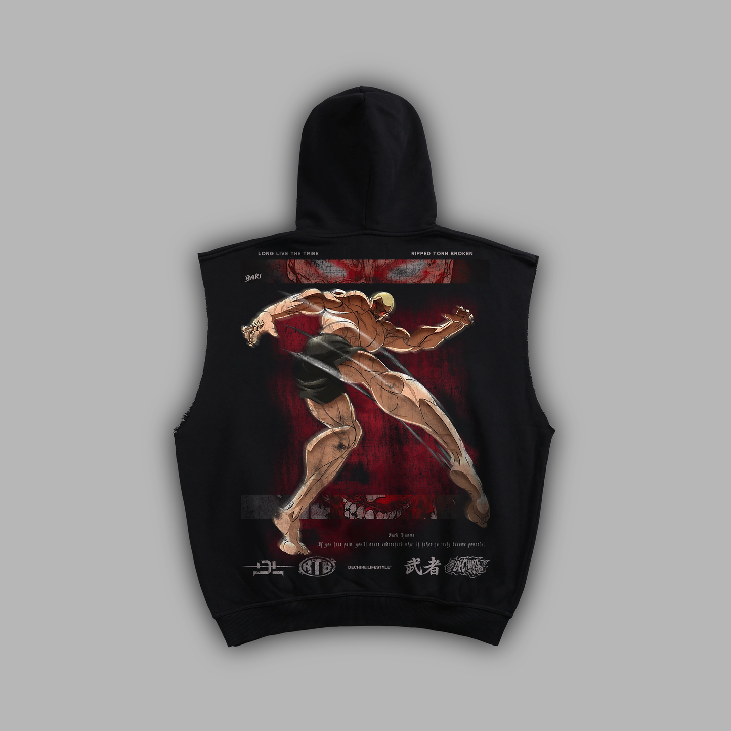 JACK HANMA: BLOOD RED EDITION 'LIMITED' CUTOFF MUSCLE HOODIE