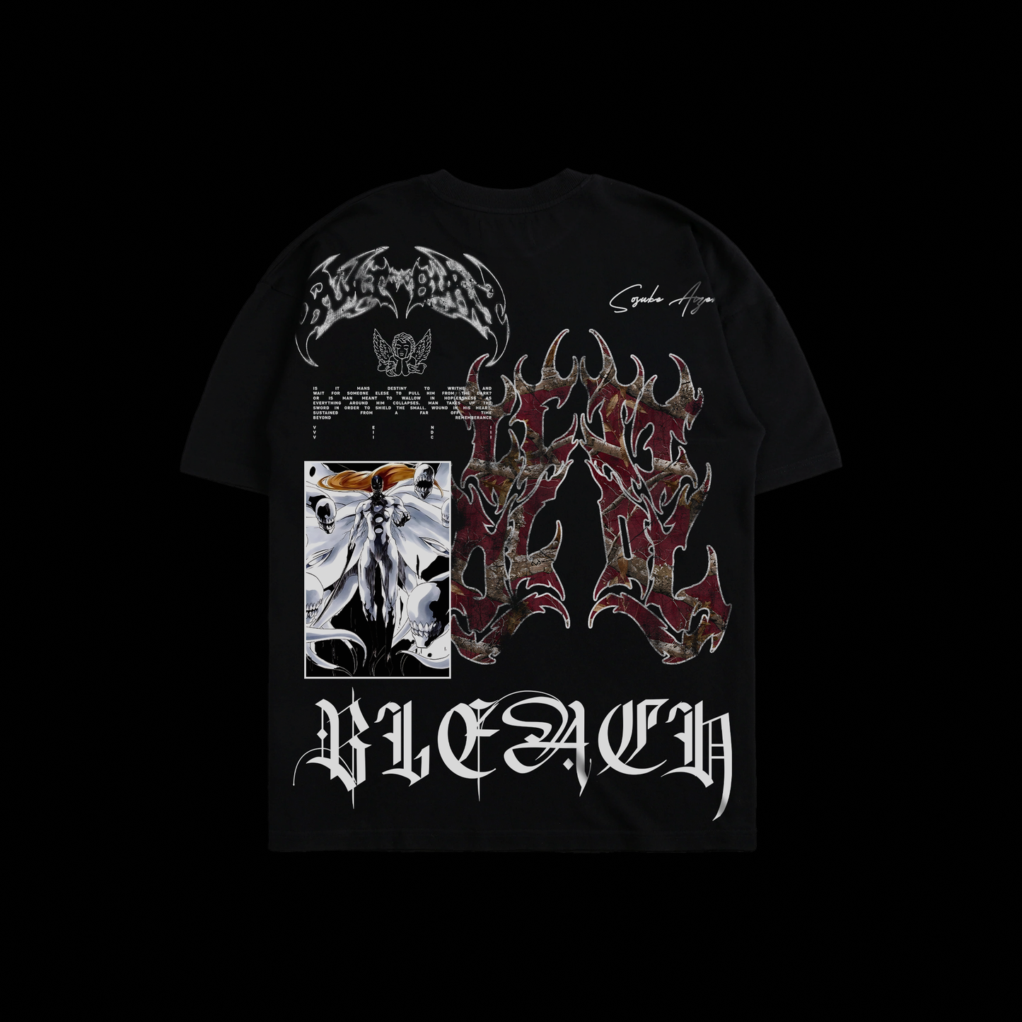 SOSUKE AIZEN | TYBW 'STAMPED CAMO SERIES' OS TEE IN BLACK