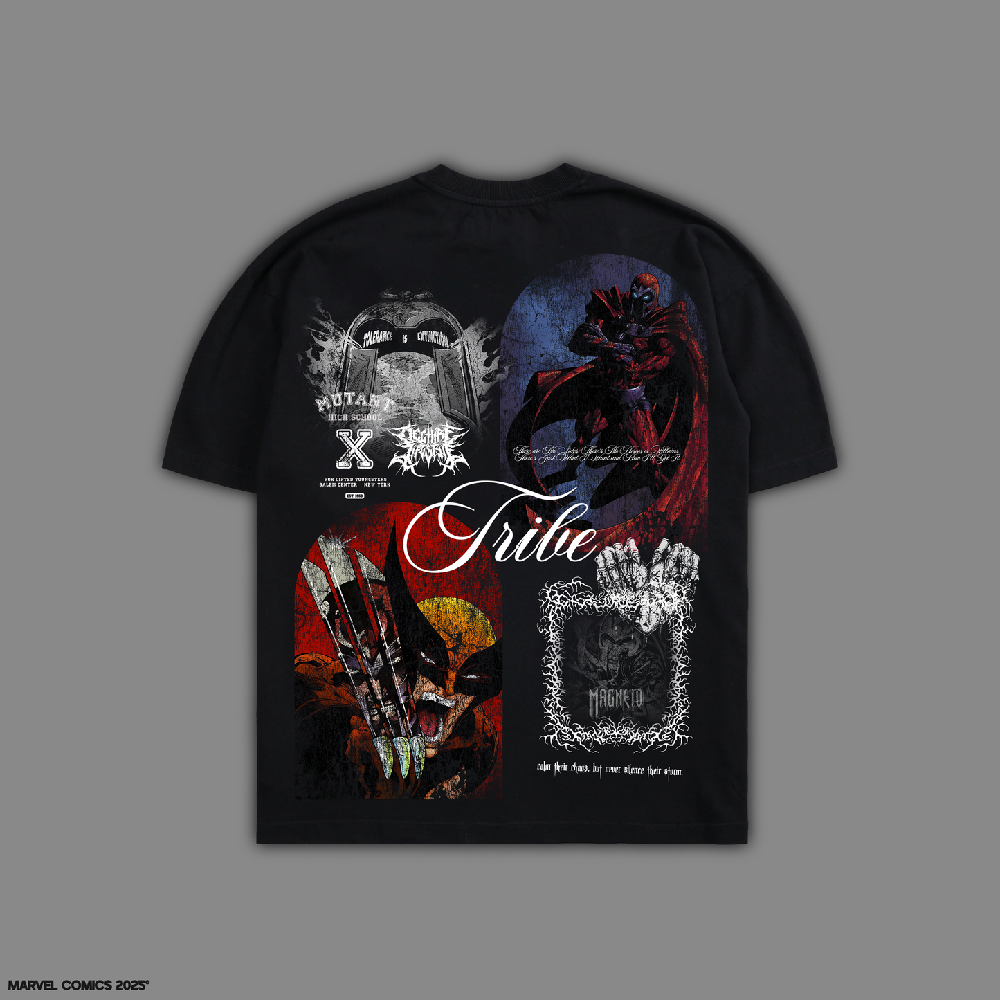 MAGNETO v. WOLVERINE: ORIGINS 'LIMITED' 12oz OS PUMP COVER TEE IN BLACK