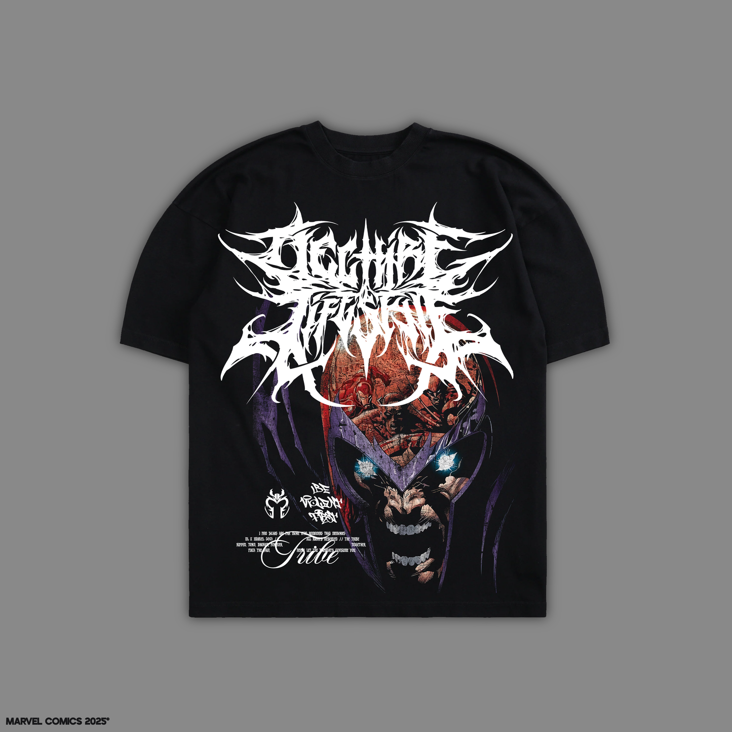 MAGNETO v. WOLVERINE: ORIGINS 'LIMITED' 12oz OS PUMP COVER TEE IN BLACK