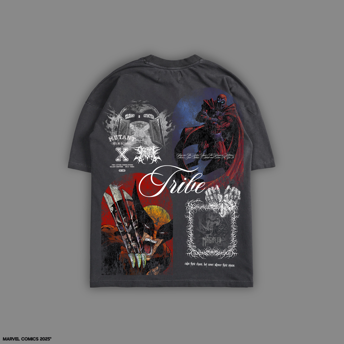 MAGNETO v. WOLVERINE: ORIGINS 'LIMITED' 12oz OS PUMP COVER TEE IN CARBON