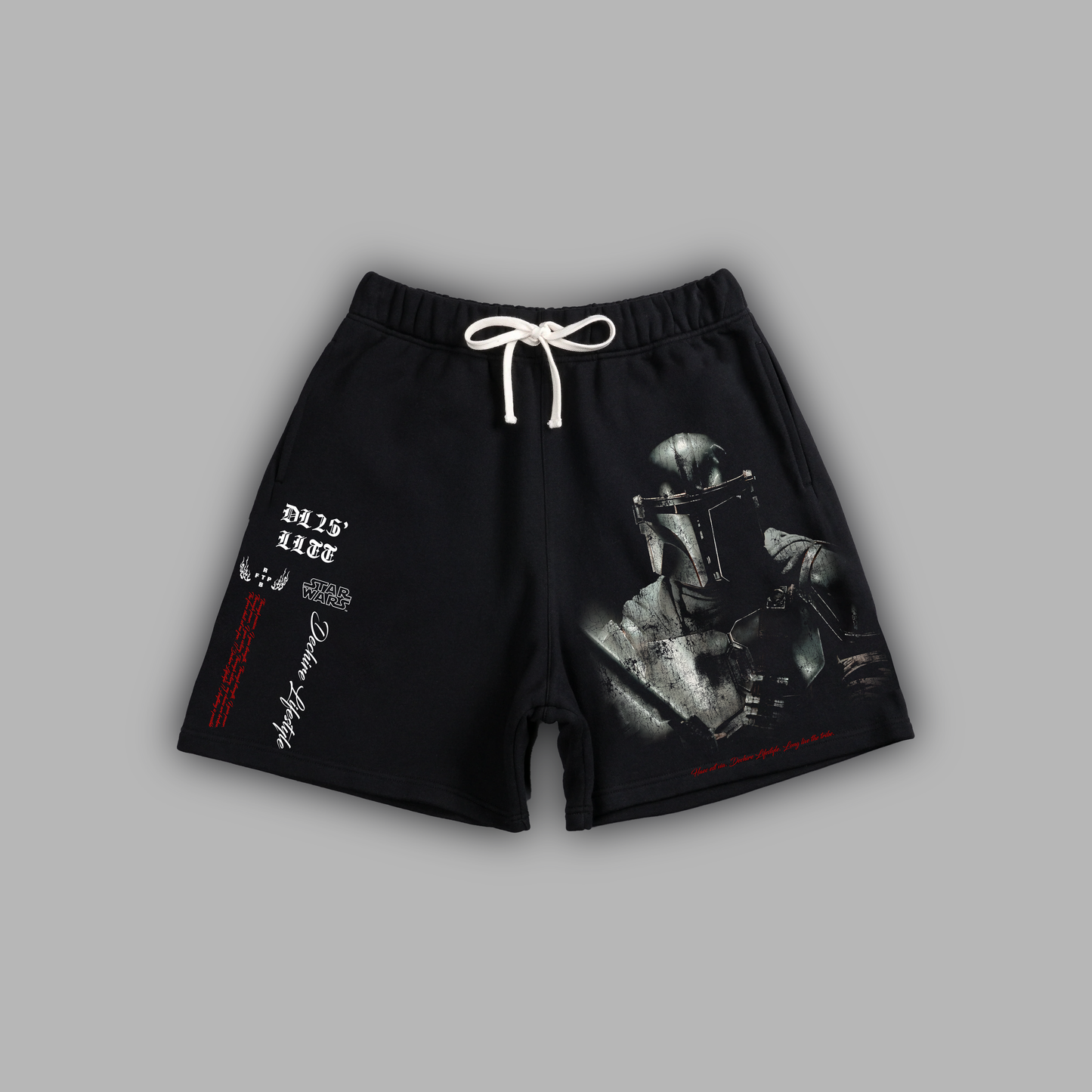 THE MANDOLORIAN LOUNGE SWEAT SHORTS IN BLACK