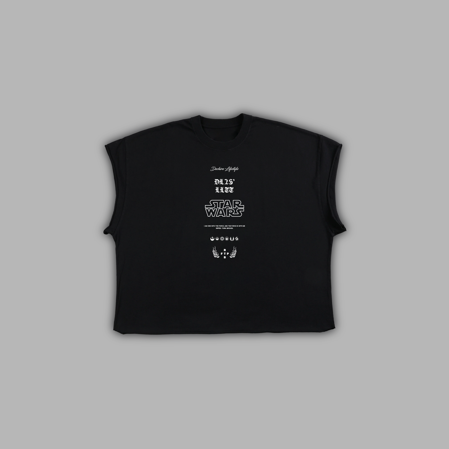MASTER WINDU RAW EDGE BOXY MUSCLE TEE IN BLACK