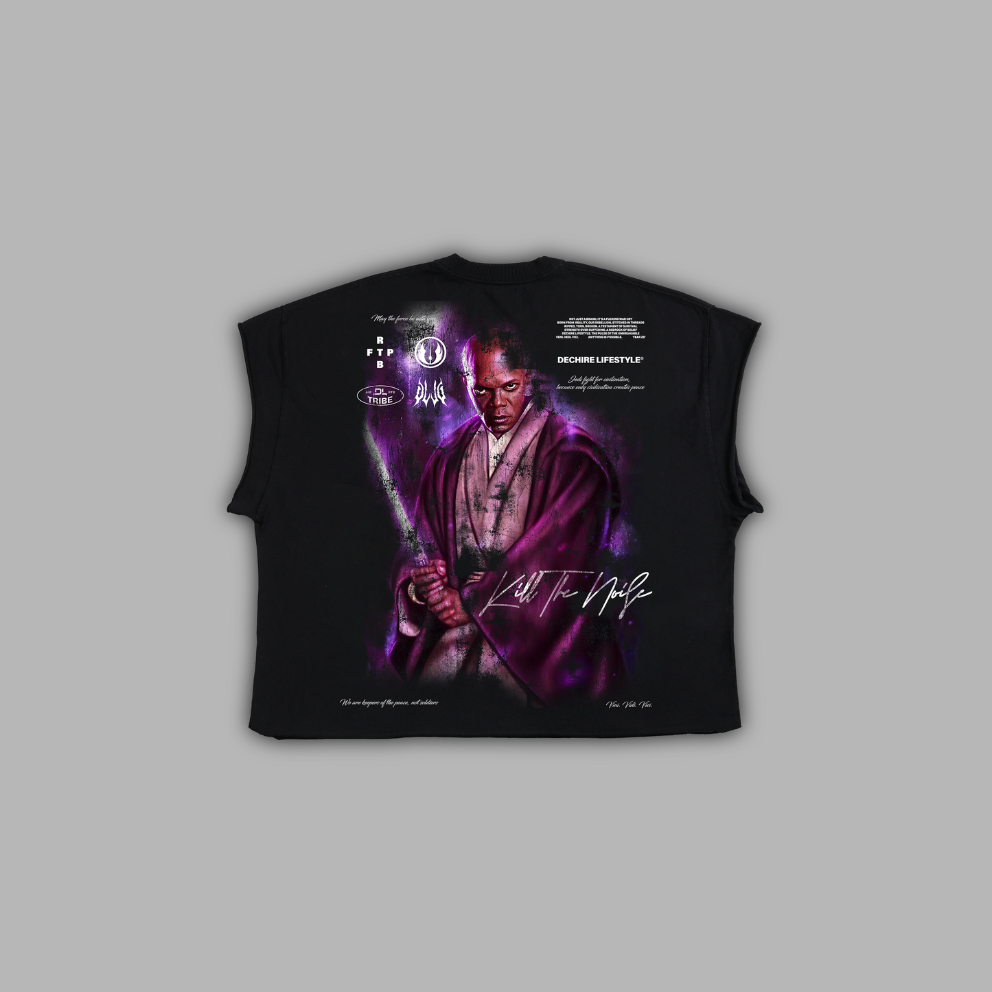 MASTER WINDU RAW EDGE BOXY MUSCLE TEE IN BLACK