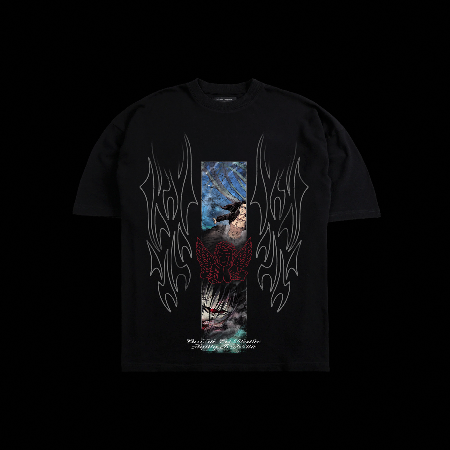 RED THREAD OF FATE 'LIMITED' OS TEE IN BLACK