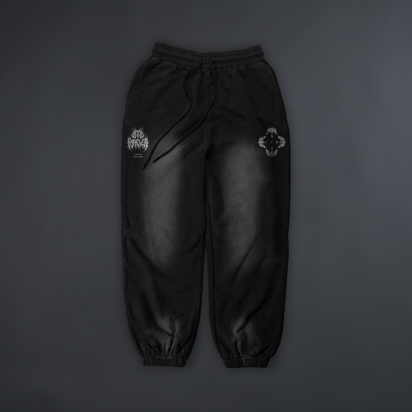 RTBFTP 'LIMITED' BAGGY LOUNGE SWEATS IN WASHED BLACK
