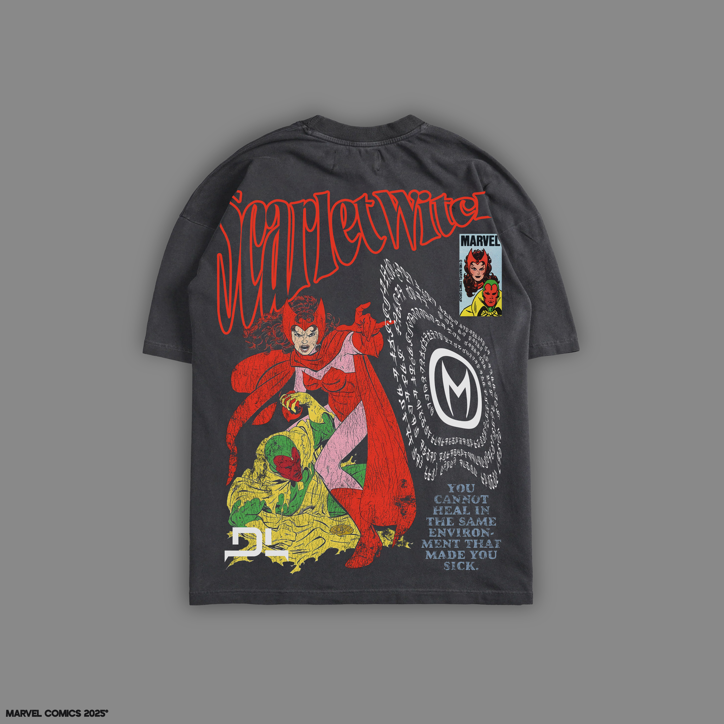 SCARLETT WITCH: WANDA VISION 'LIMITED' 8oz DROP SHOULDER TEE IN GRAPHITE