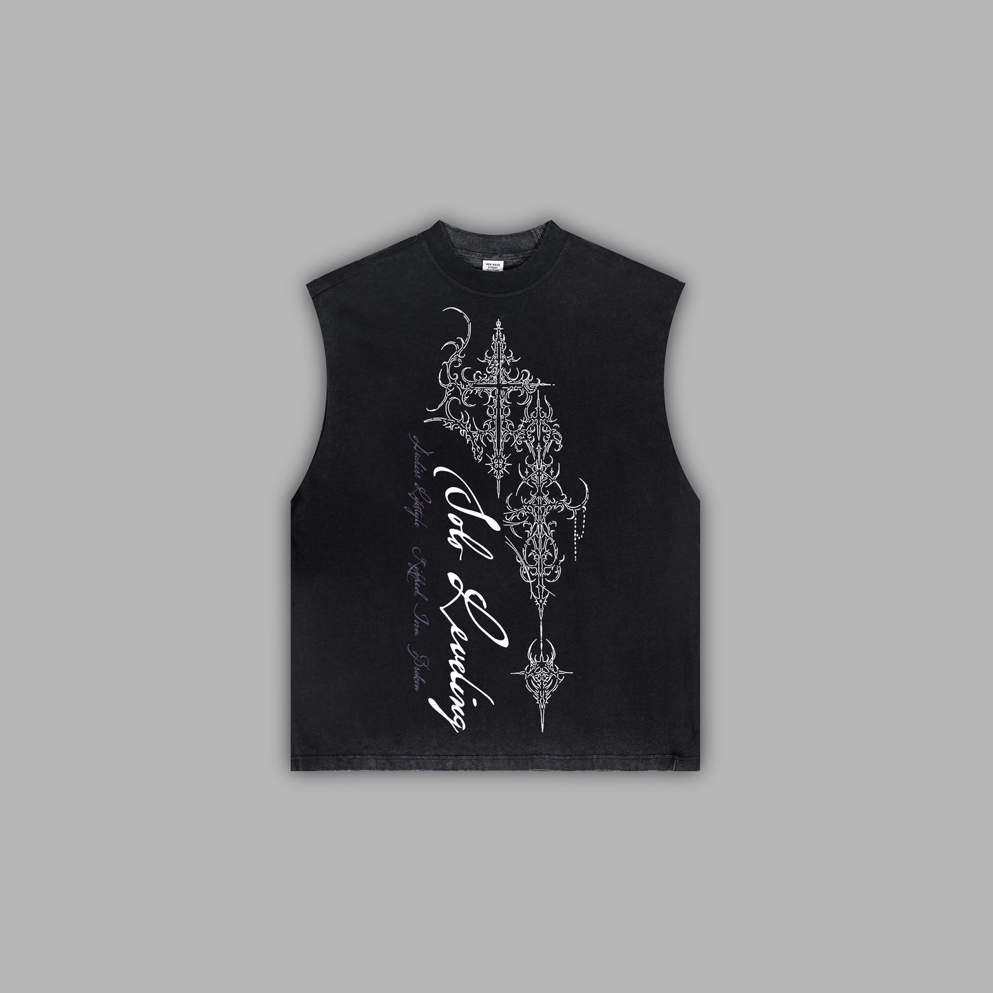 SHADOW MONARCH '1 OF 50' WASHED OS CREW NECK TANK IN BLACK