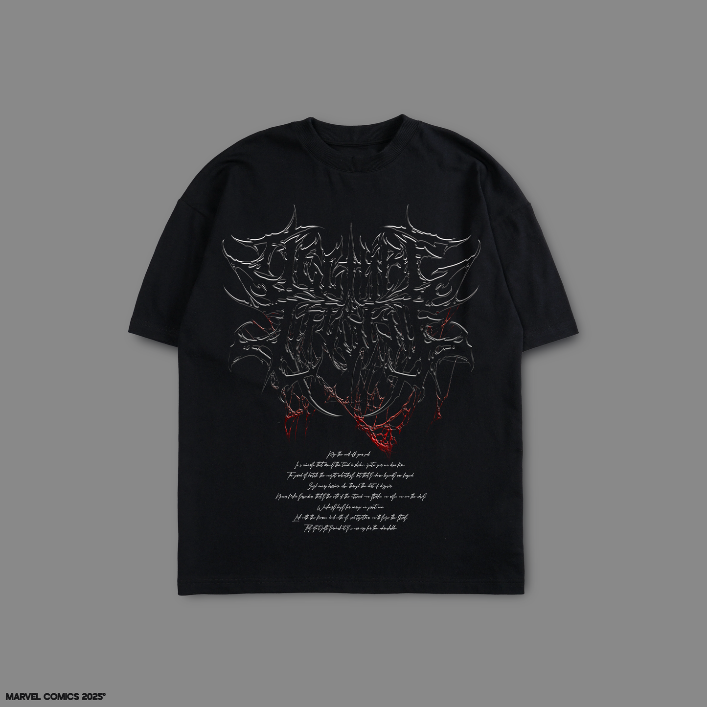 SPIDERMAN: AIN'T NO GRAVE '1 OF 50' 12oz OS PUMP COVER TEE (B/W VERSION)