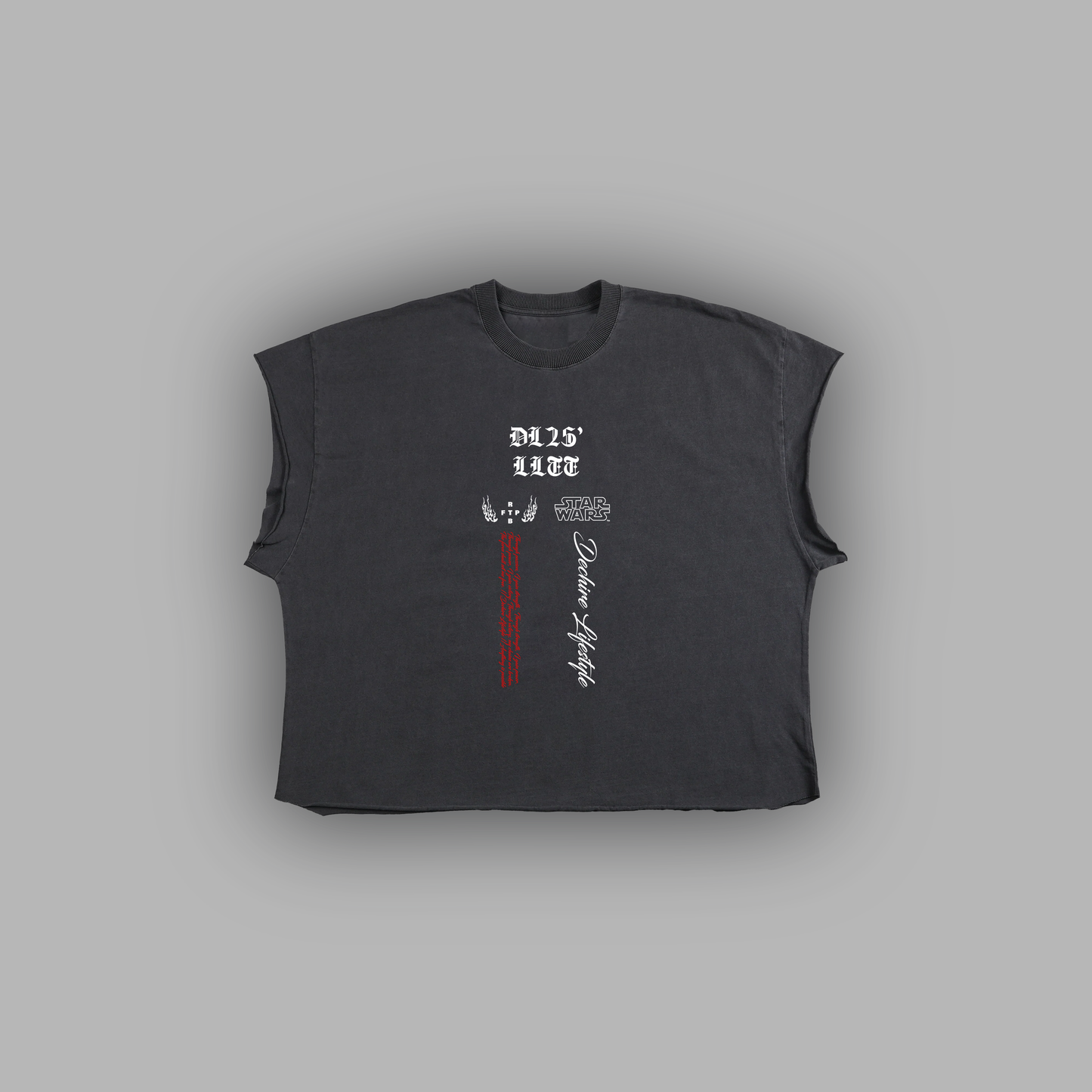 MASTER & APPRENTICE RAW EDGE BOXY MUSCLE TEE IN GREY
