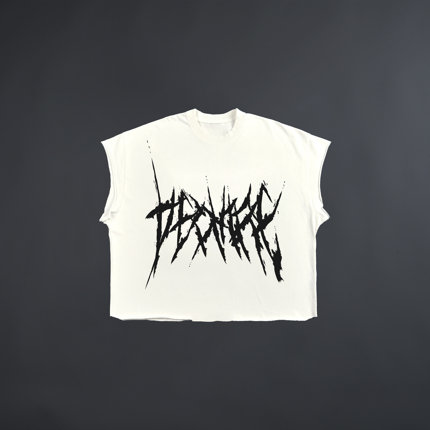 ATTACK ON TITAN FRENCH TERRY RAW HEM MUSCLE TEE IN BLACK