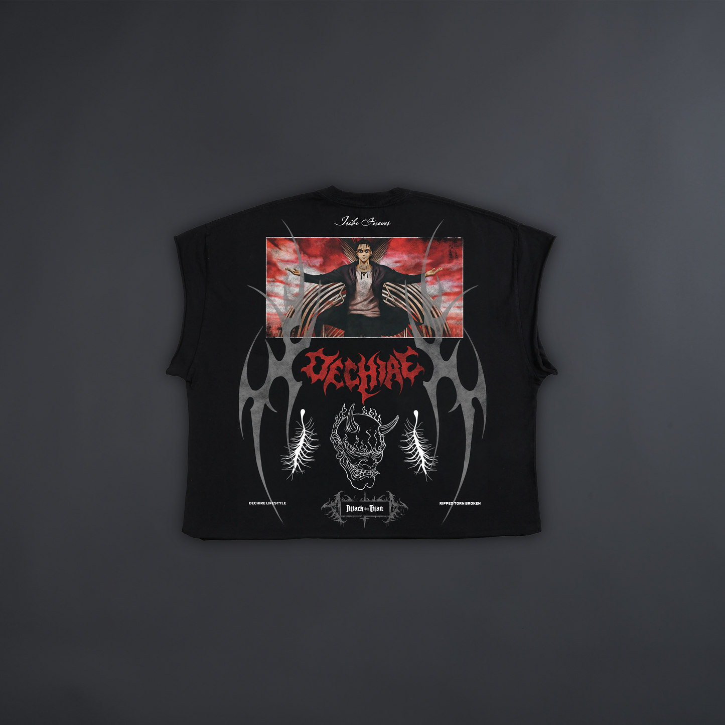 THE DOOMSDAY TITAN '1 OF 100' FRENCH TERRY RAW HEM MUSCLE TEE IN BLACK