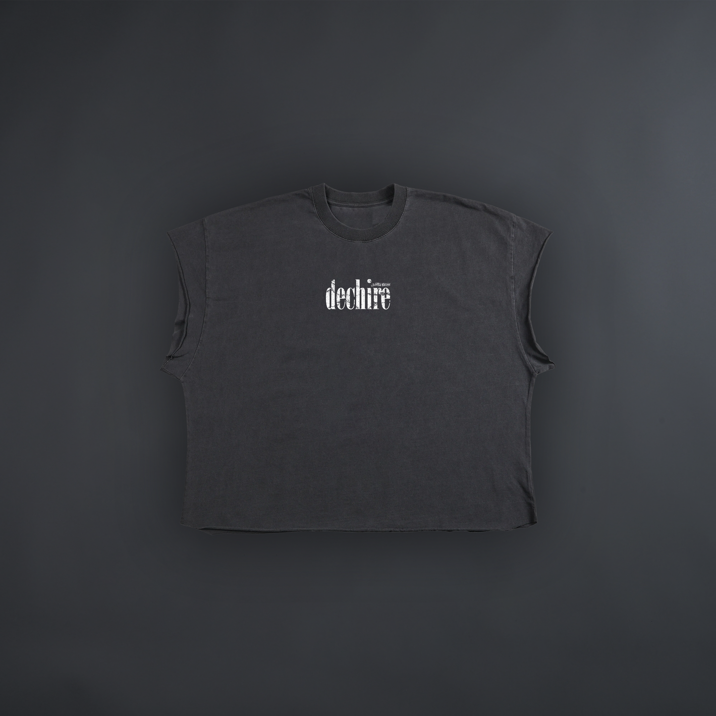YUTA & RIKA:TOGETHER FOREVER FRENCH TERRY RAW HEM MUSCLE TEE IN GRAY