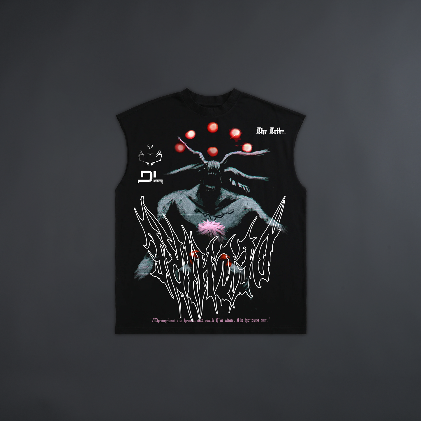 DHARMACHAKRA 'LIMITED' BOX CUT MUSCLE TEE IN BLACK