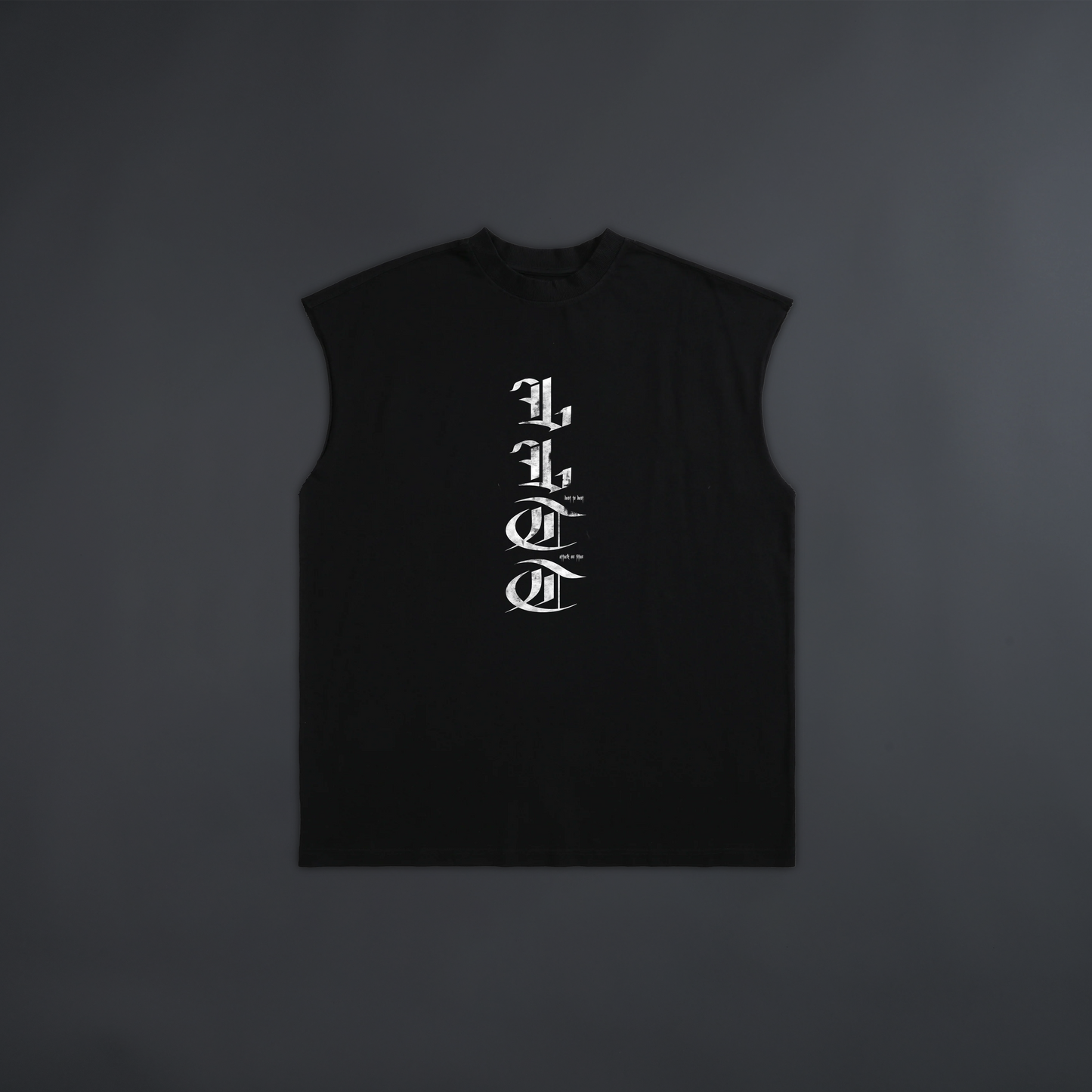 CRYSTAL TITAN '15 YEAR ANNIVERSARY EDITION' BOX CUT MUSCLE TEE IN BLACK