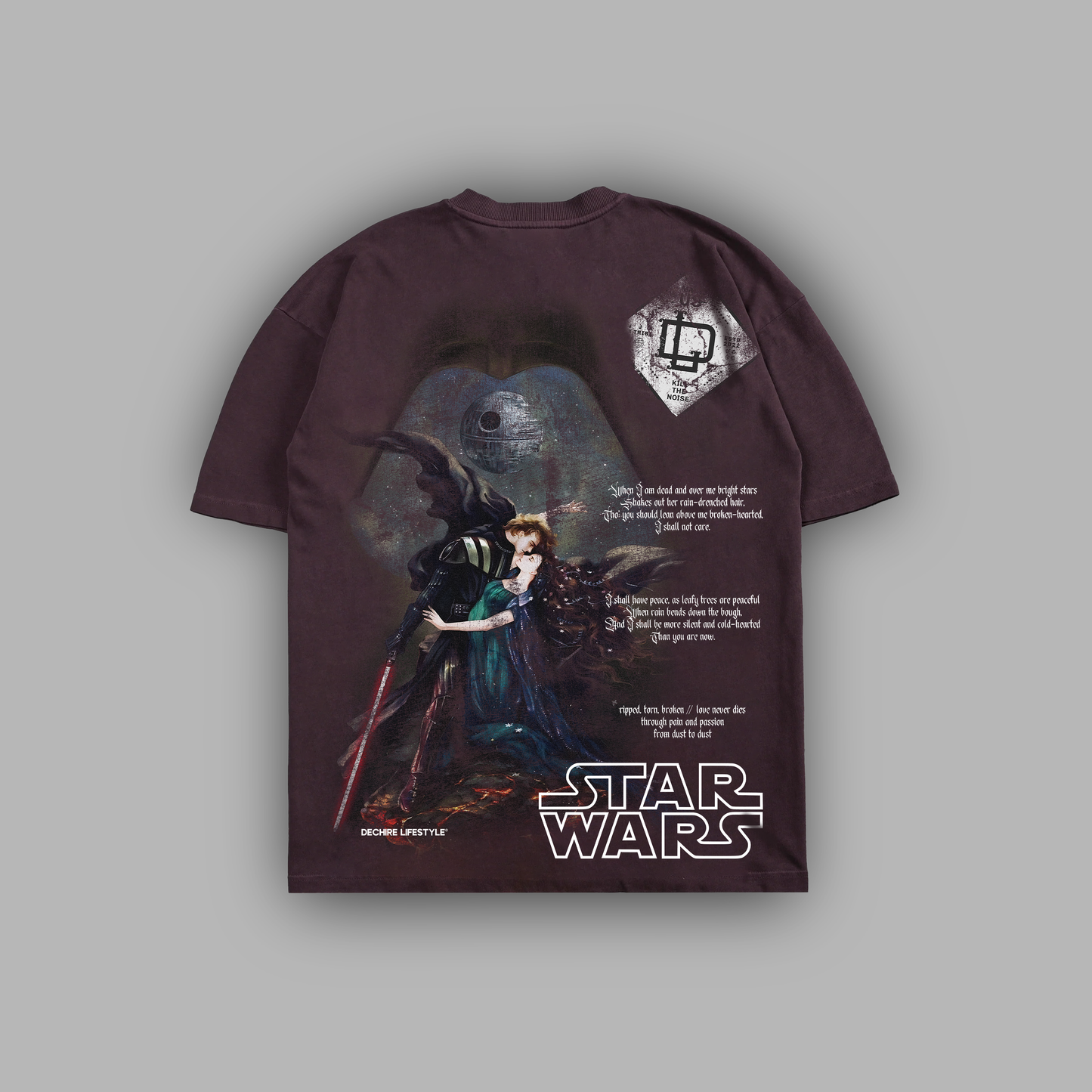 PAIN AND PASSION 'LIMITED' SUEDED TEE IN PLUM