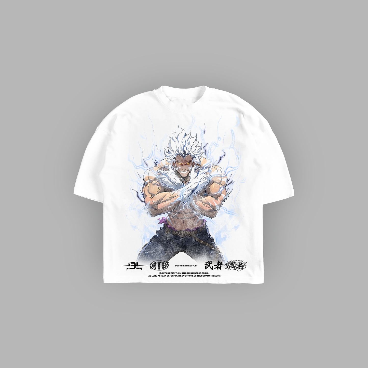 BAEK: SILVER BEAST 'LIMITED' OVERSIZED BOXY TEE IN WHITE