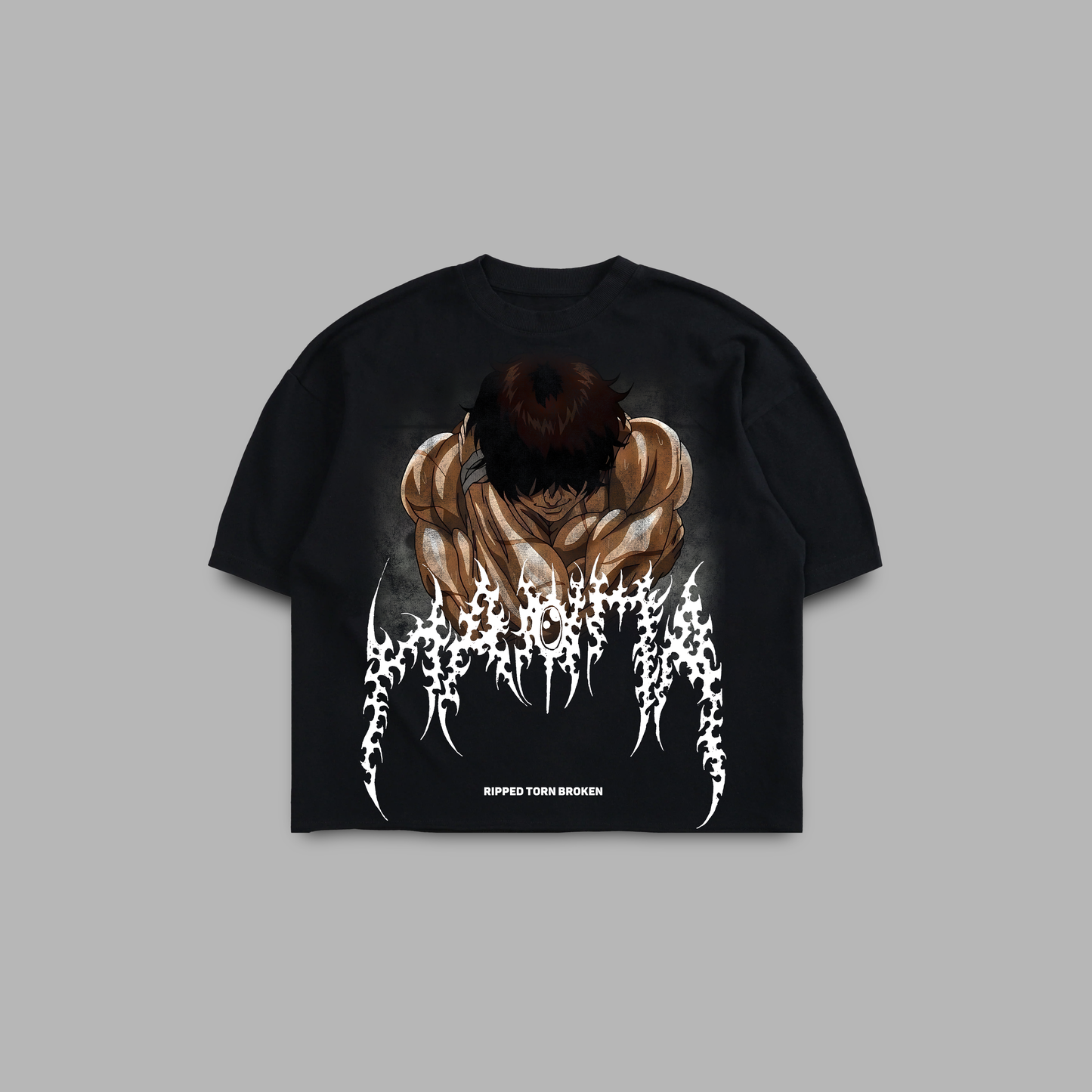 BAKI HANMA '1 OF 50' OVERSIZED BOXY TEE IN BLACK