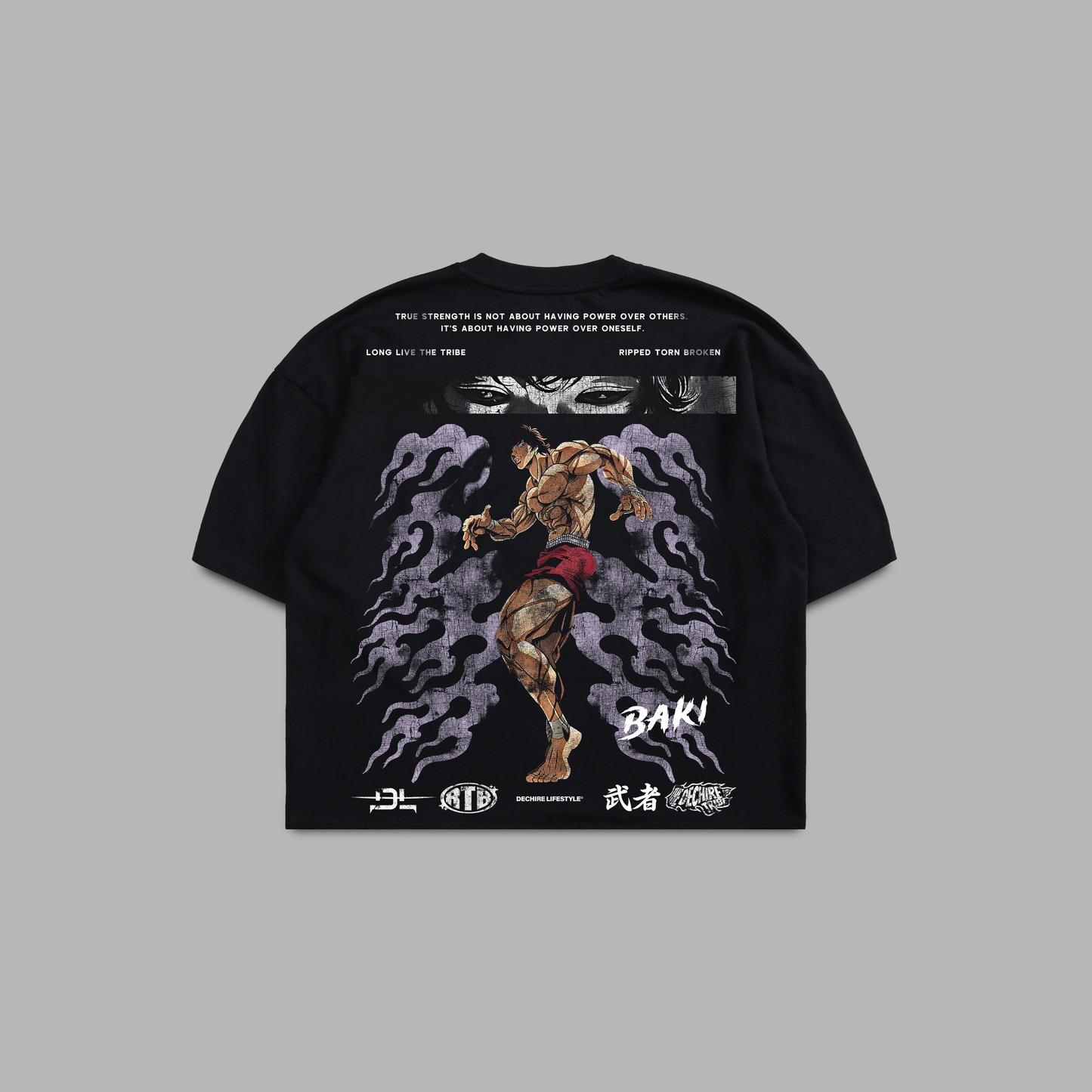 BAKI HANMA '1 OF 50' OVERSIZED BOXY TEE IN BLACK