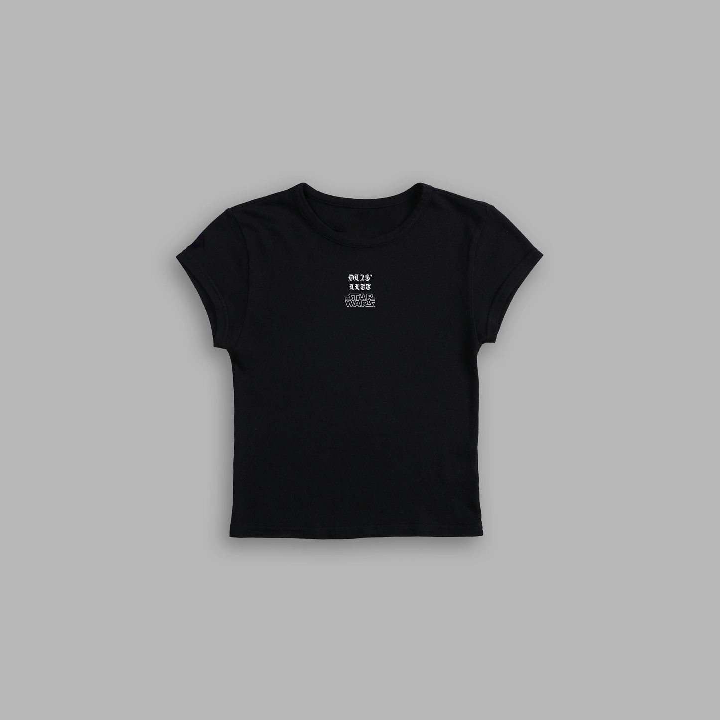 PASSION. PAIN. SUFFERING. '1 OF 50' CORE CROPPED BABY TEE IN BLACK
