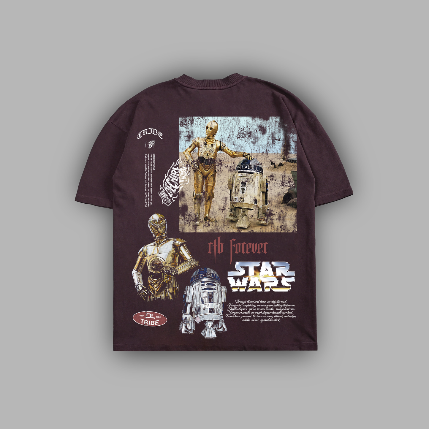 R2 & C-3PO: THROUGH THE AGES 'LIMITED' SUEDED TEE IN PLUM