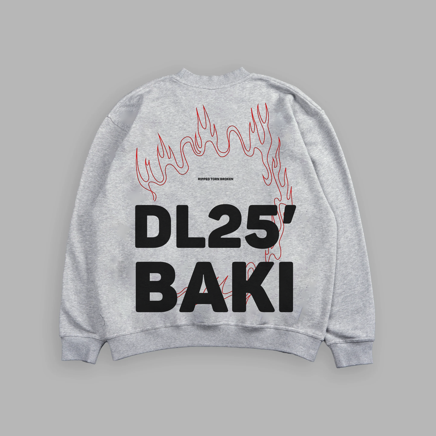 BUILT TO BURY CREWNECK IN FAUX ATHLETIC GRAY