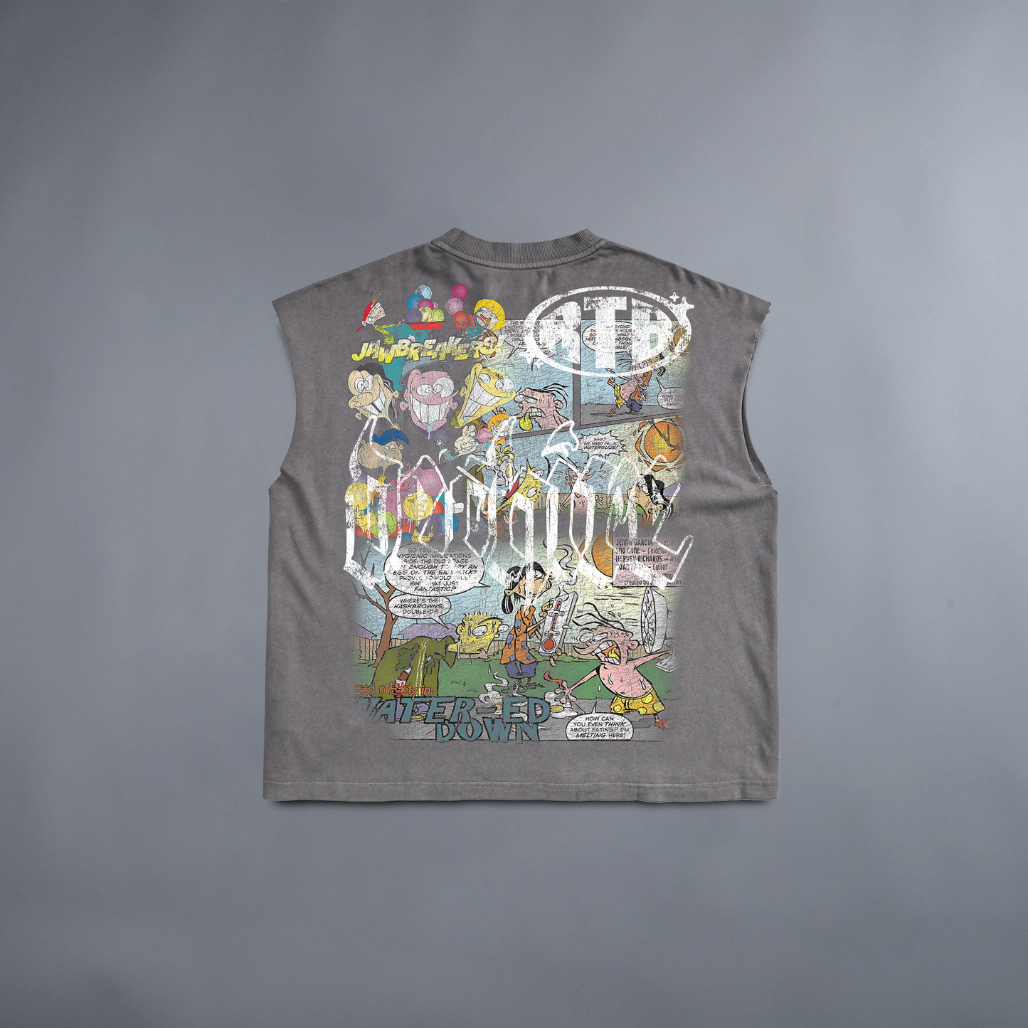 JAWBREAKER 'LIMITED' SLEEVELESS MUSCLE TEE IN WASHED GREY