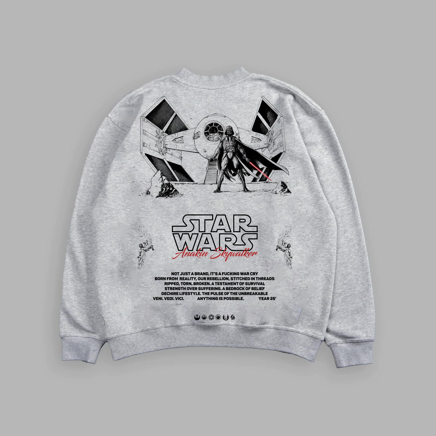 FALLEN ANGEL CREWNECK IN FAUX ATHLETIC GRAY