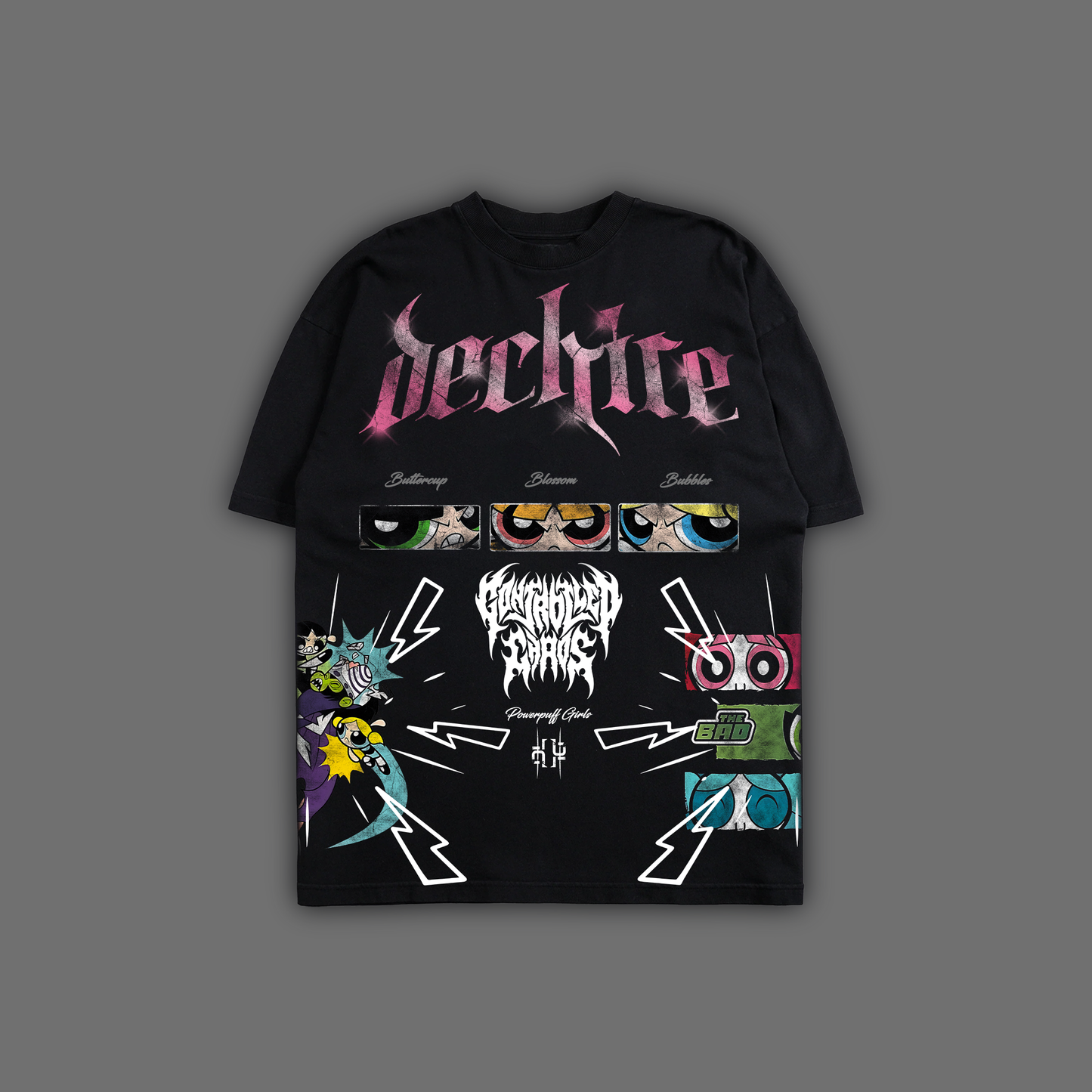 THE POWERPUFF GIRLS '1 OF 1,000' OS TEE IN BLACK
