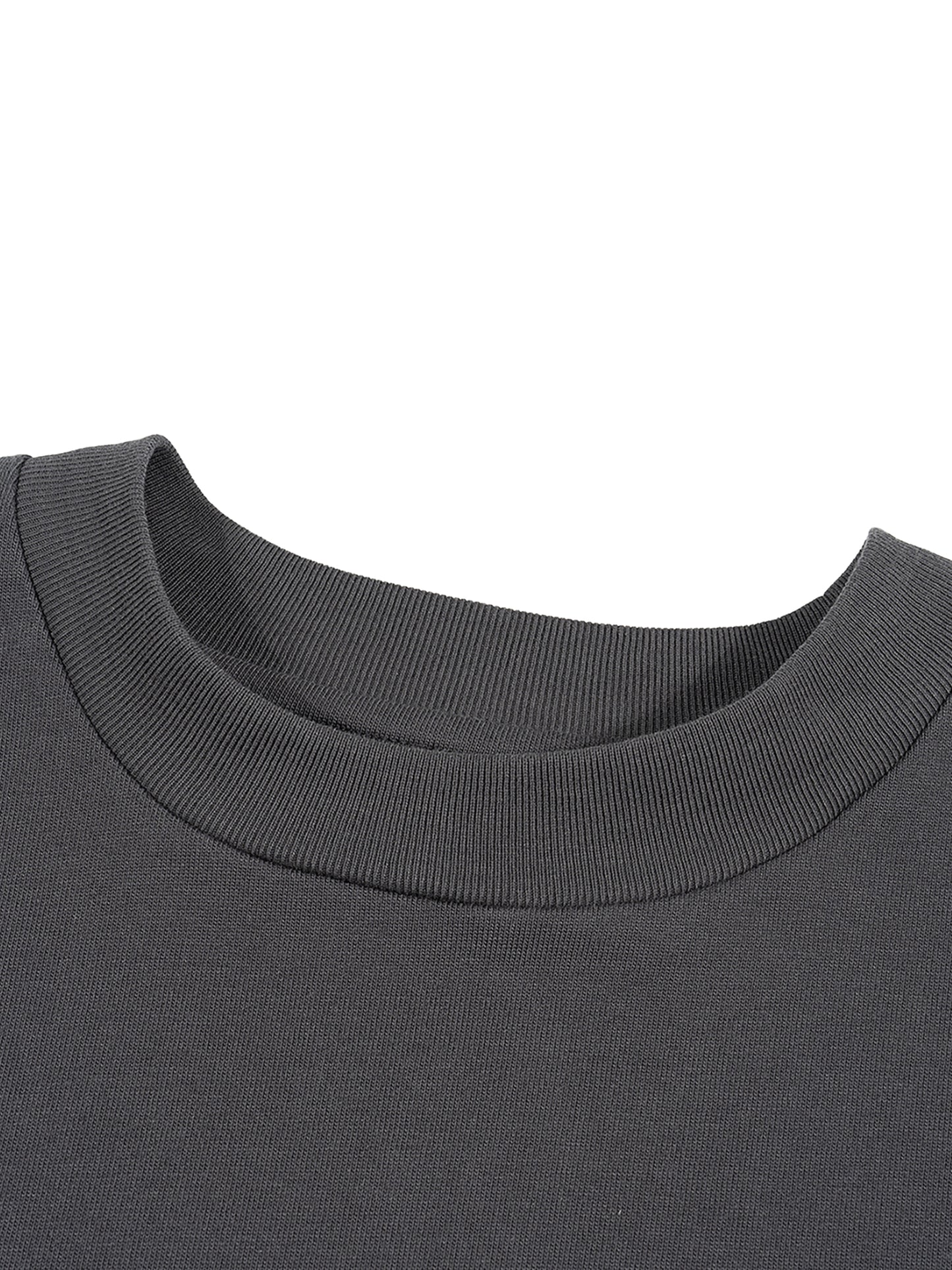 YUTA & RIKA:TOGETHER FOREVER FRENCH TERRY RAW HEM MUSCLE TEE IN GRAY