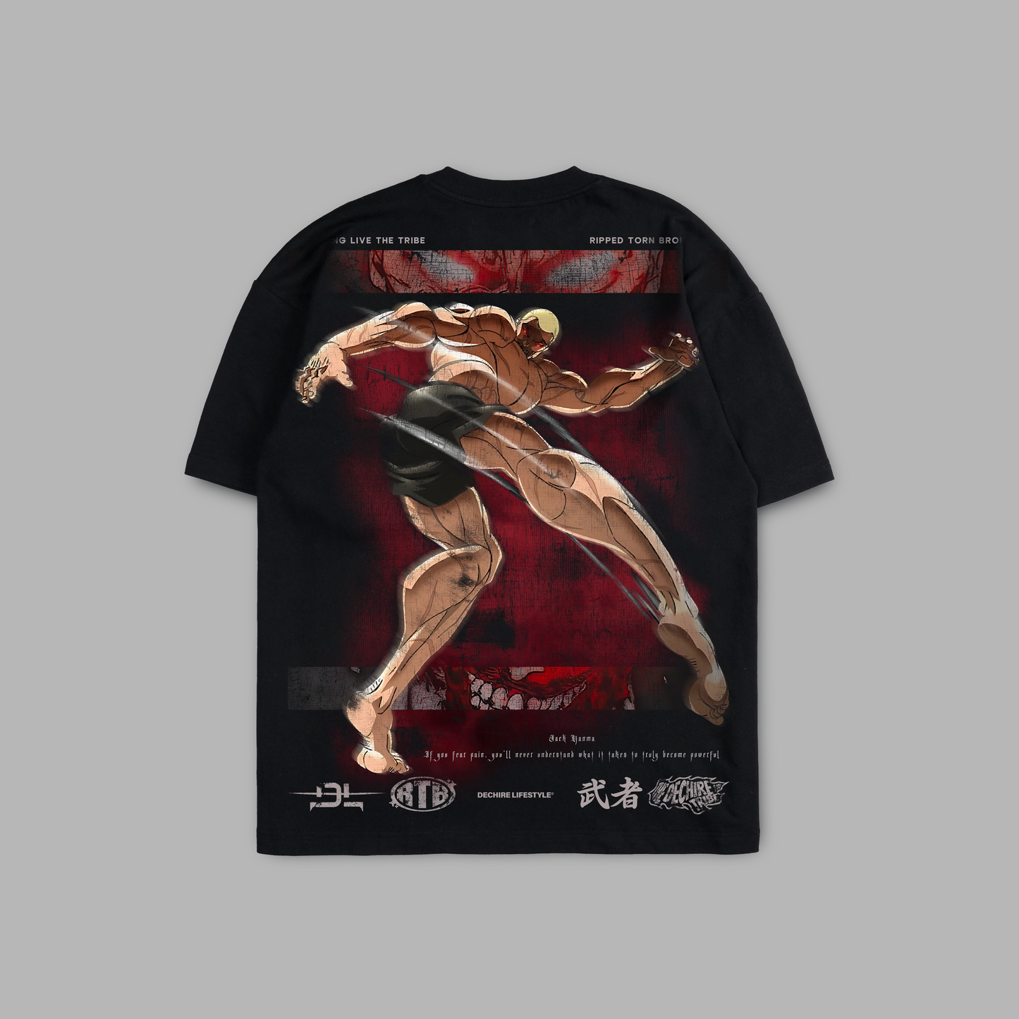JACK HANMA: BLOOD RED EDITION '1 OF 100' 6oz OVERSIZED TEE IN BLACK