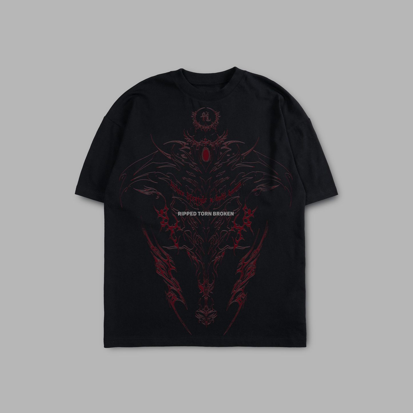 JACK HANMA: BLOOD RED EDITION '1 OF 100' 6oz OVERSIZED TEE IN BLACK