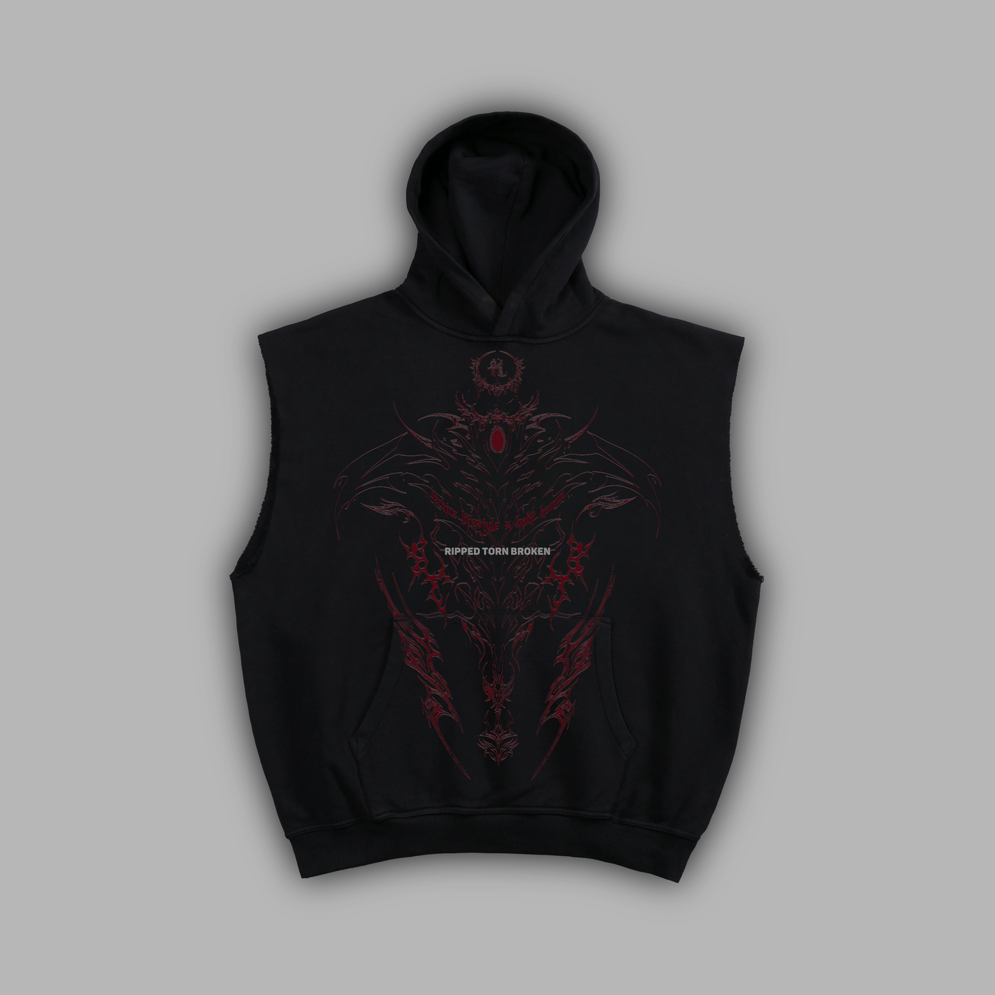 JACK HANMA: BLOOD RED EDITION 'LIMITED' CUTOFF MUSCLE HOODIE