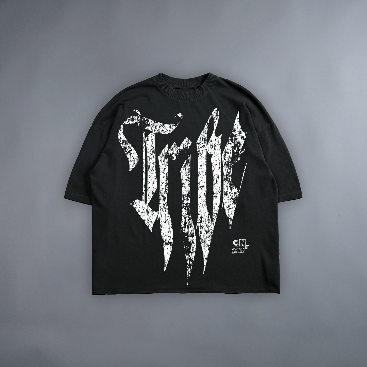 NINE-TAILS UNLEASHED 'LIMITED' RAW HEM TEE IN WASHED BLACK